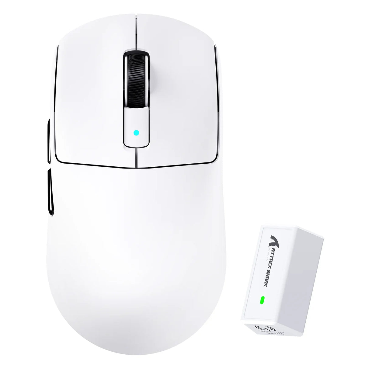 ATTACK SHARK R6 ultralight gaming mouse arranged on a gaming desk for a lightweight mouse overview