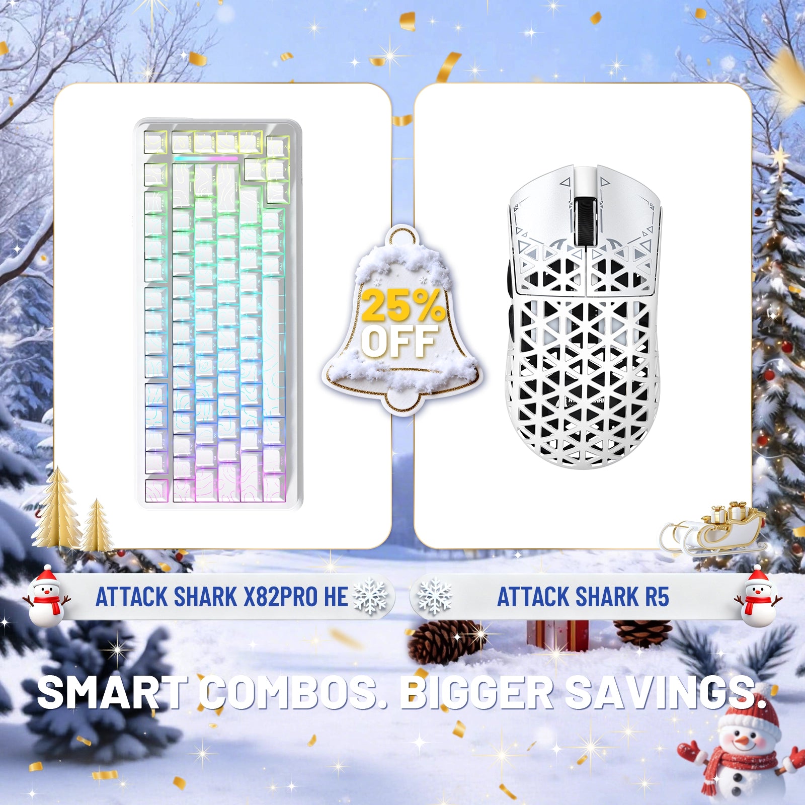 ATTACK SHARK X82PRO HE ラピッドトリガーキーボード + R5 カーボンファイバーワイヤレスゲーミングマウスバンドル