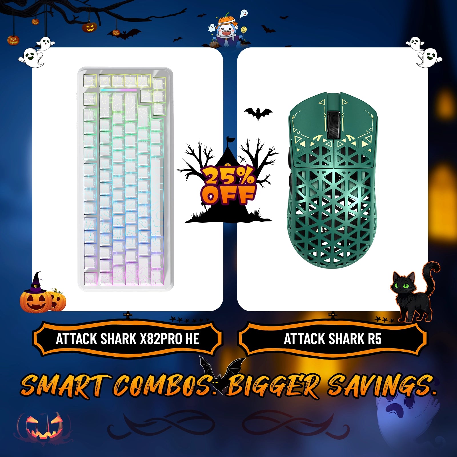 ATTACK SHARK X82PRO HE ラピッドトリガーキーボード + R5 カーボンファイバーワイヤレスゲーミングマウスバンドル