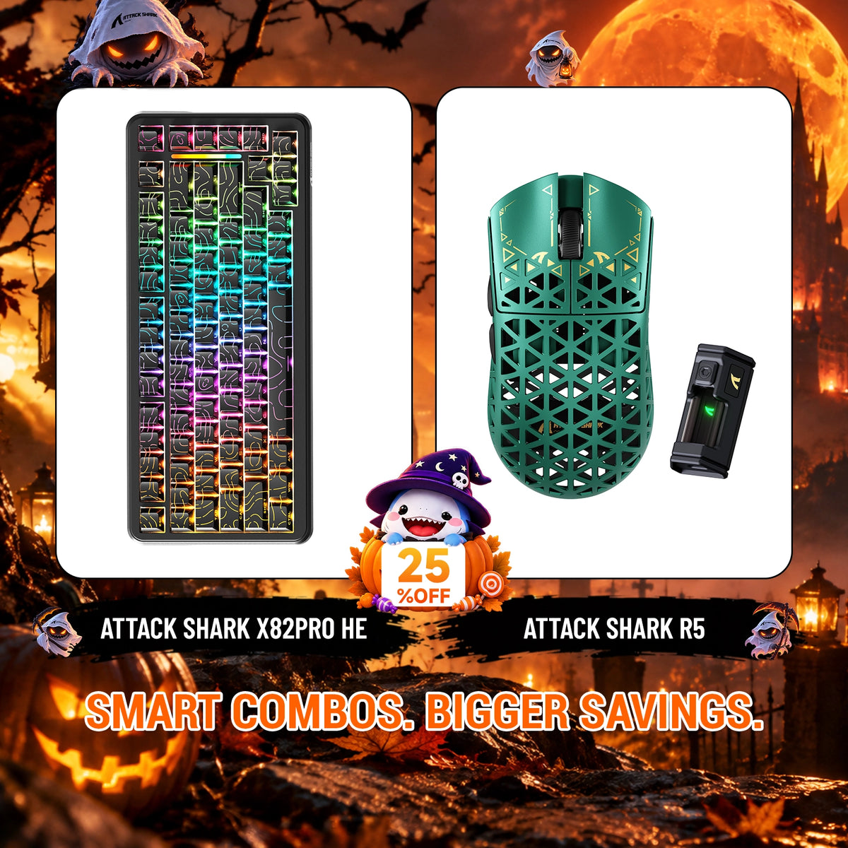 ATTACK SHARK X82 PRO HE ラピッドトリガーキーボード+R5 カーボンファイバー製ワイヤレスゲーミングマウスセット
