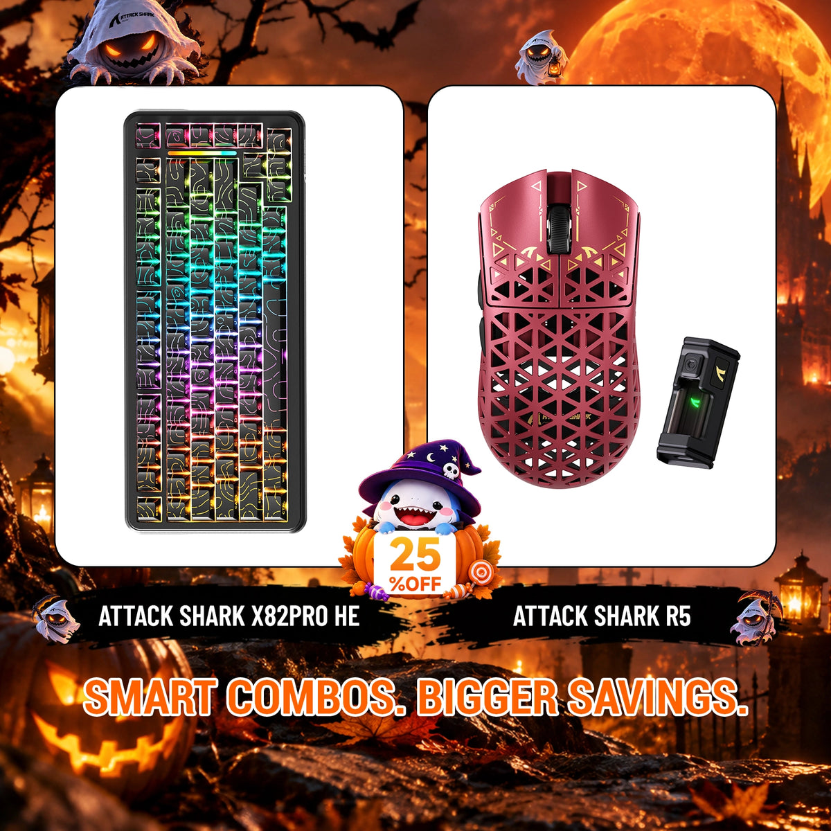 ATTACK SHARK X82 PRO HE ラピッドトリガーキーボード+R5 カーボンファイバー製ワイヤレスゲーミングマウスセット