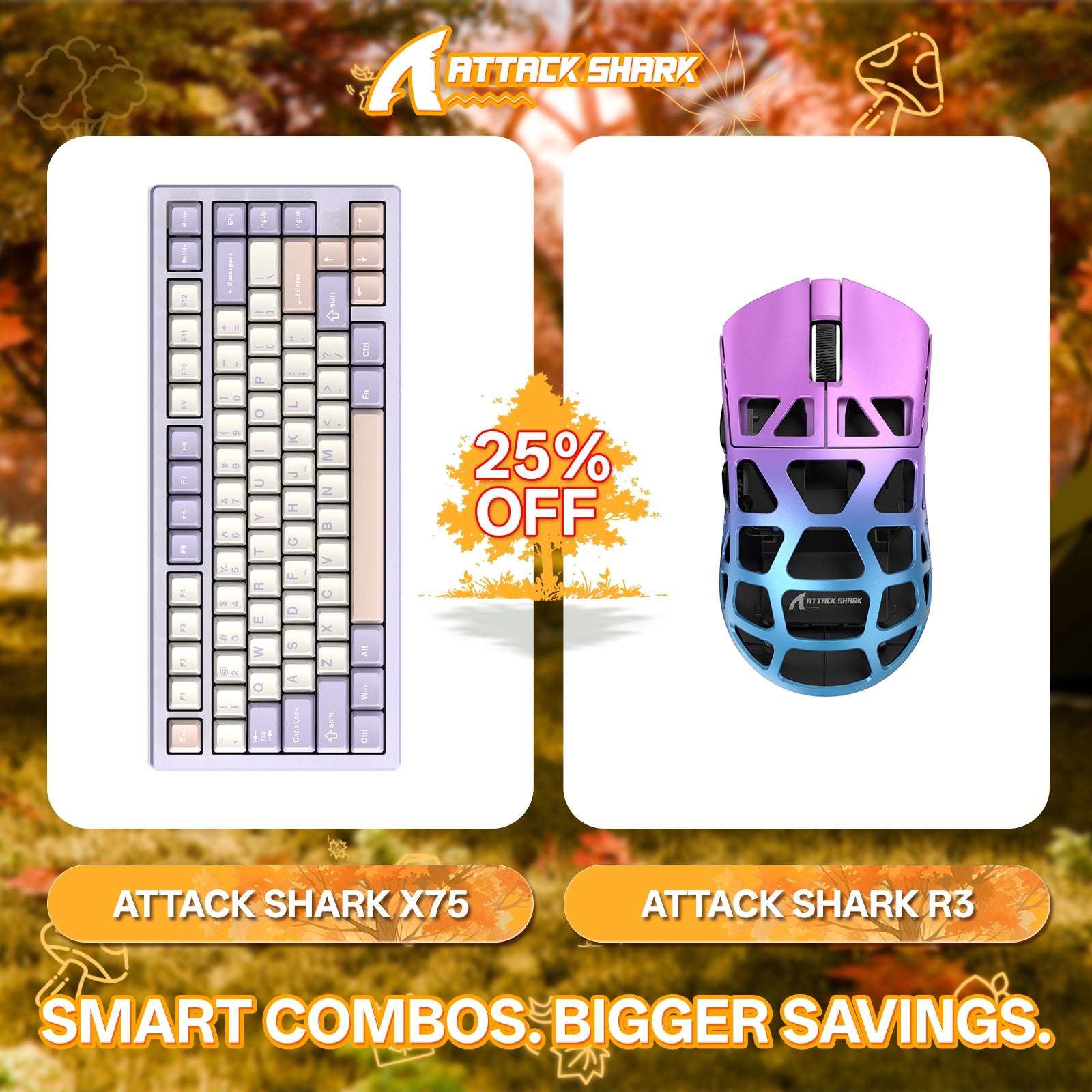 ATTACK SHARK X75 フルアルミニウムキーボード + R3 マグネシウム合金ゲーミングマウスバンドル