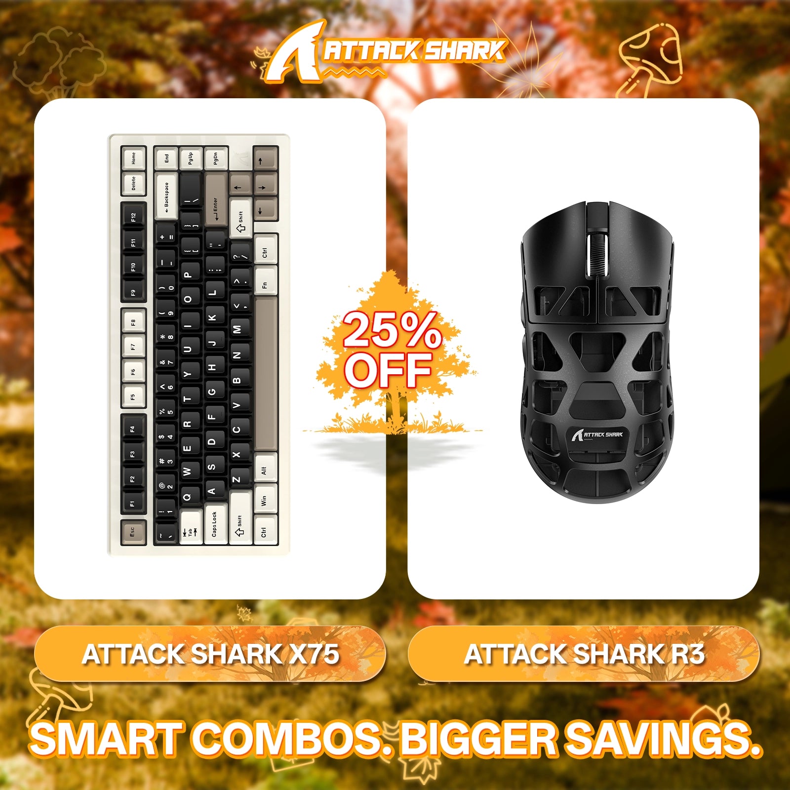 ATTACK SHARK X75 フルアルミニウムキーボード + R3 マグネシウム合金ゲーミングマウスバンドル