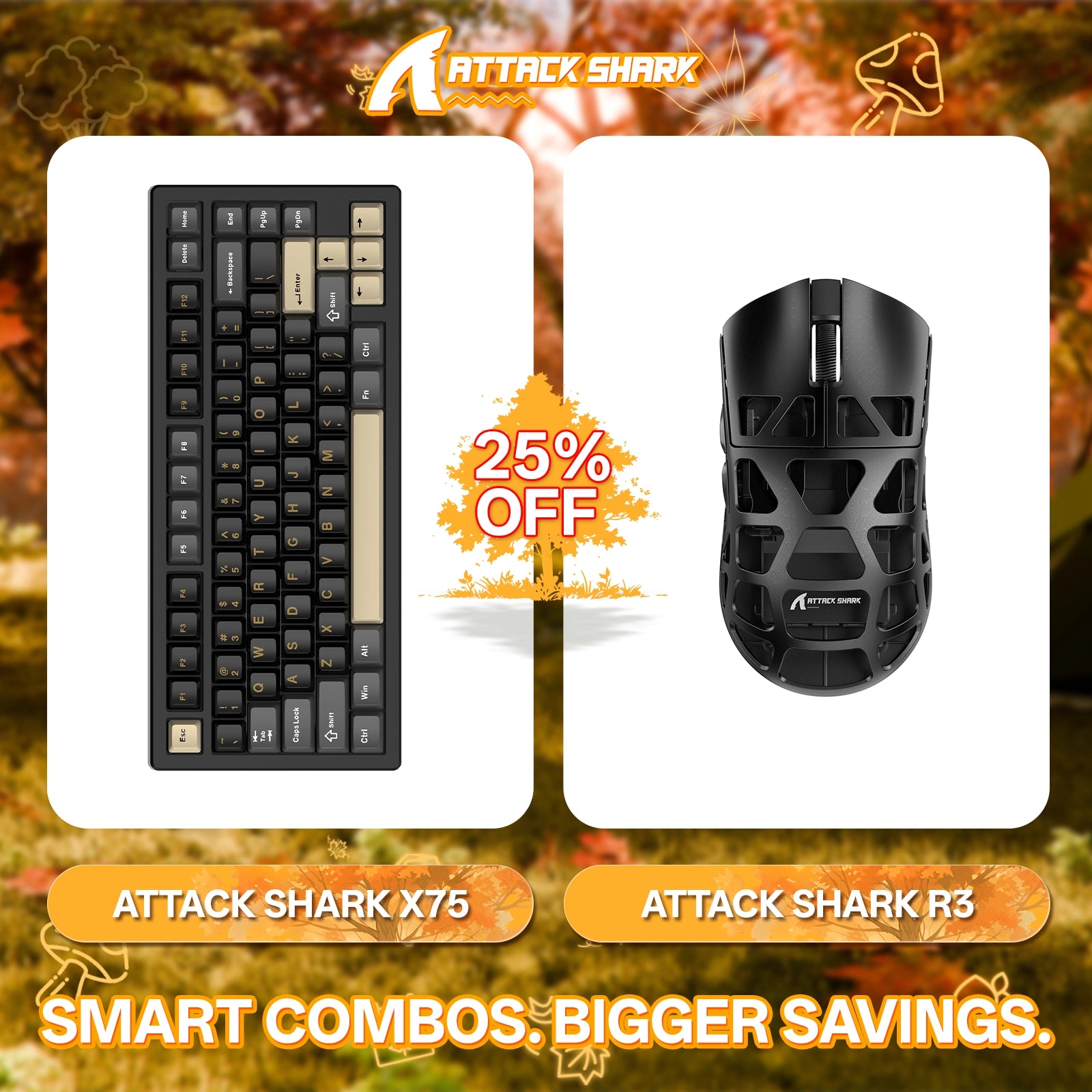 ATTACK SHARK X75 フルアルミニウムキーボード + R3 マグネシウム合金ゲーミングマウスバンドル