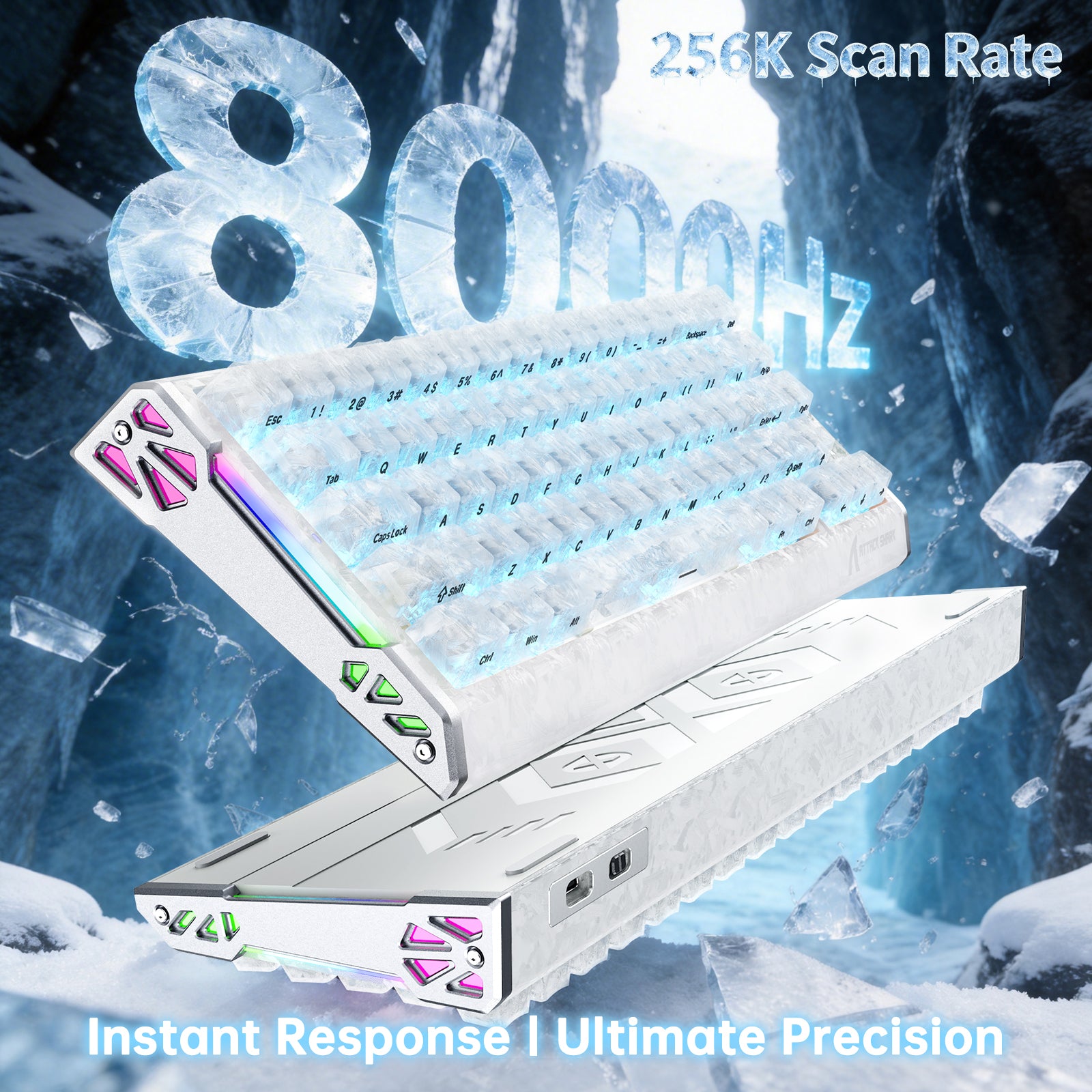 ATTACK SHARK R68 HE カーボンファイバー有線ラピッドトリガーマグネティックスイッチキーボード(C01 Ultra RGBコイルケーブル付属)