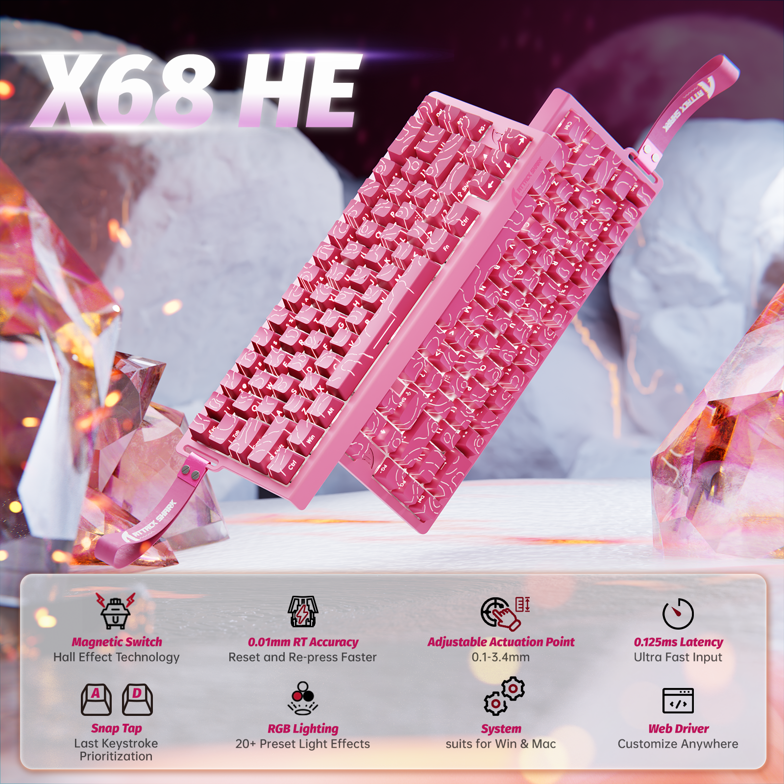 ATTACK SHARK X68 HE ラピッドトリガーキーボード マグネティックスイッチ