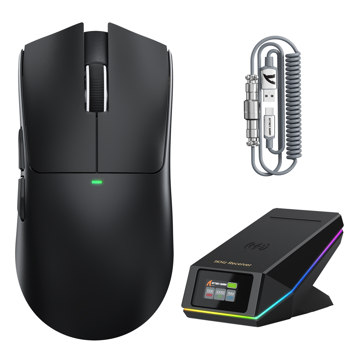 ATTACK SHARK X11 PRO V2 ワイヤレスゲーミングマウス TFTディスプレイ付き充電ドック C06コイルケーブル付き