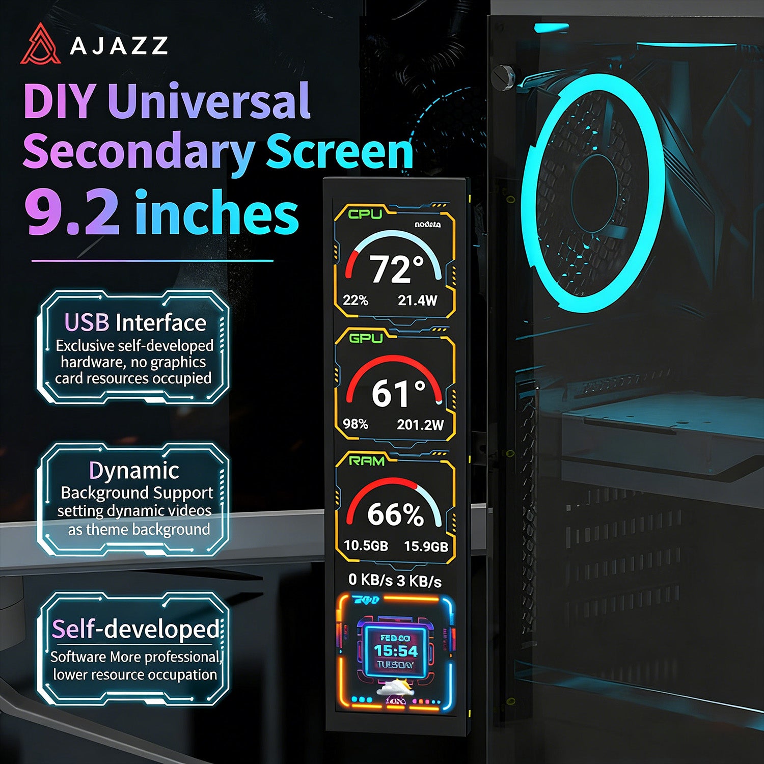 ATTACK SHARK x AJAZZ 9.2-inch IPS LCD Monitor