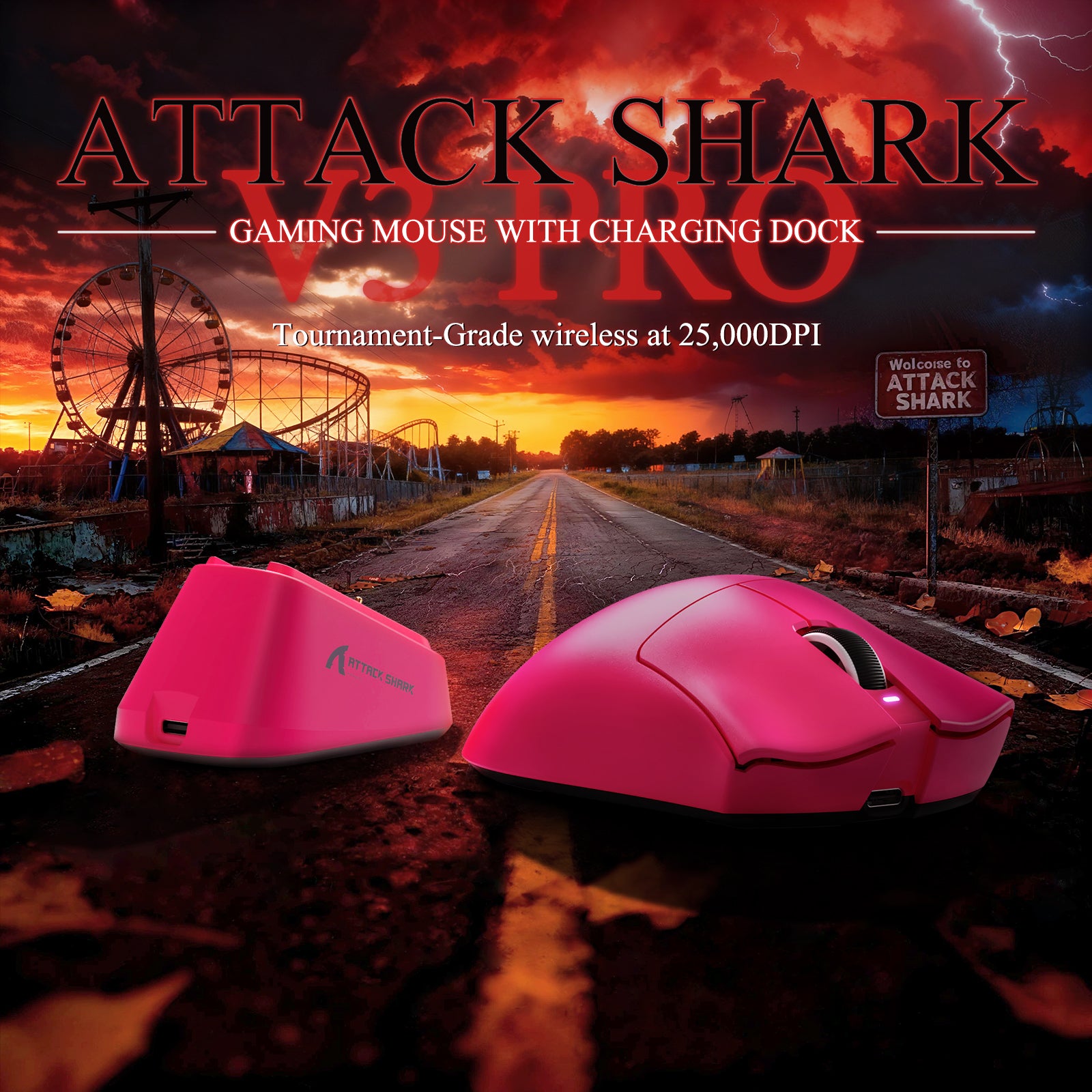 ATTACK SHARK V3PRO 超軽量トライモードゲーミングマウス(充電ドック付き)