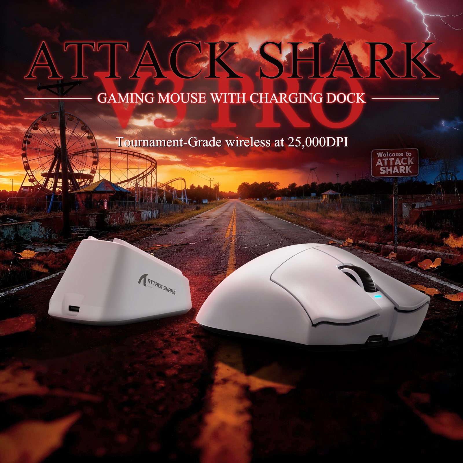 ATTACK SHARK V3PRO 超軽量トライモードゲーミングマウス(充電ドック付き)