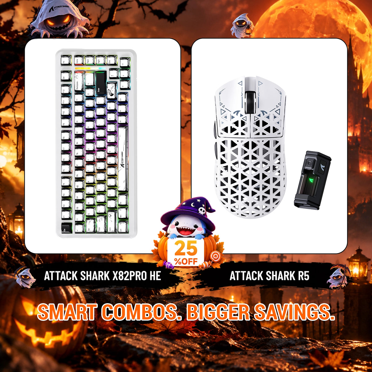 ATTACK SHARK X82 PRO HE ラピッドトリガーキーボード+R5 カーボンファイバー製ワイヤレスゲーミングマウスセット