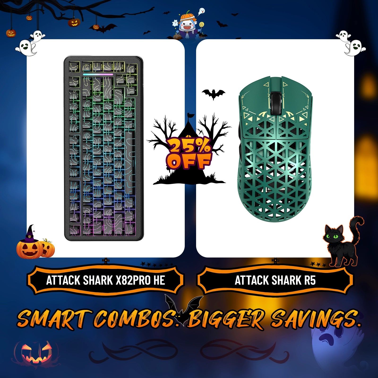 ATTACK SHARK X82PRO HE ラピッドトリガーキーボード + R5 カーボンファイバーワイヤレスゲーミングマウスバンドル