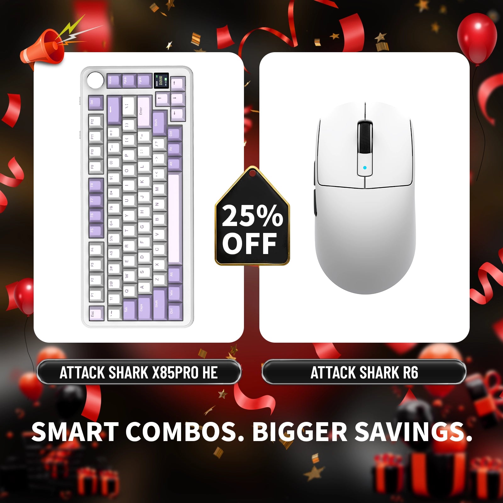ATTACK SHARK X85PRO トライモードガスケットメカニカルキーボード + R6ワイヤレスゲーミングマウスバンドル
