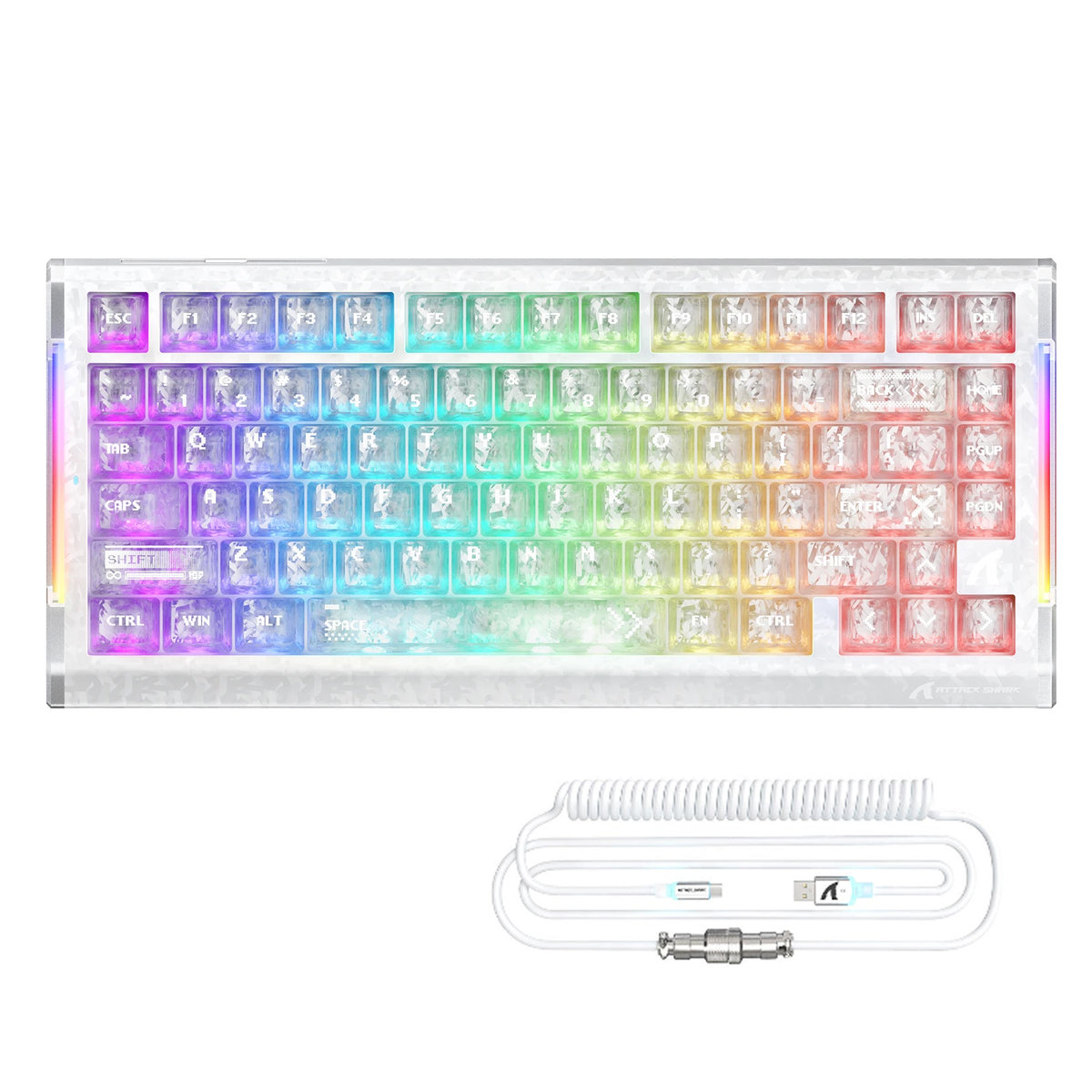 ATTACK SHARK R86 HE カーボンファイバー 有線 ラピッドトリガー マグネットスイッチ ゲーミングキーボード C01 ULTRA RGB コイルケーブル