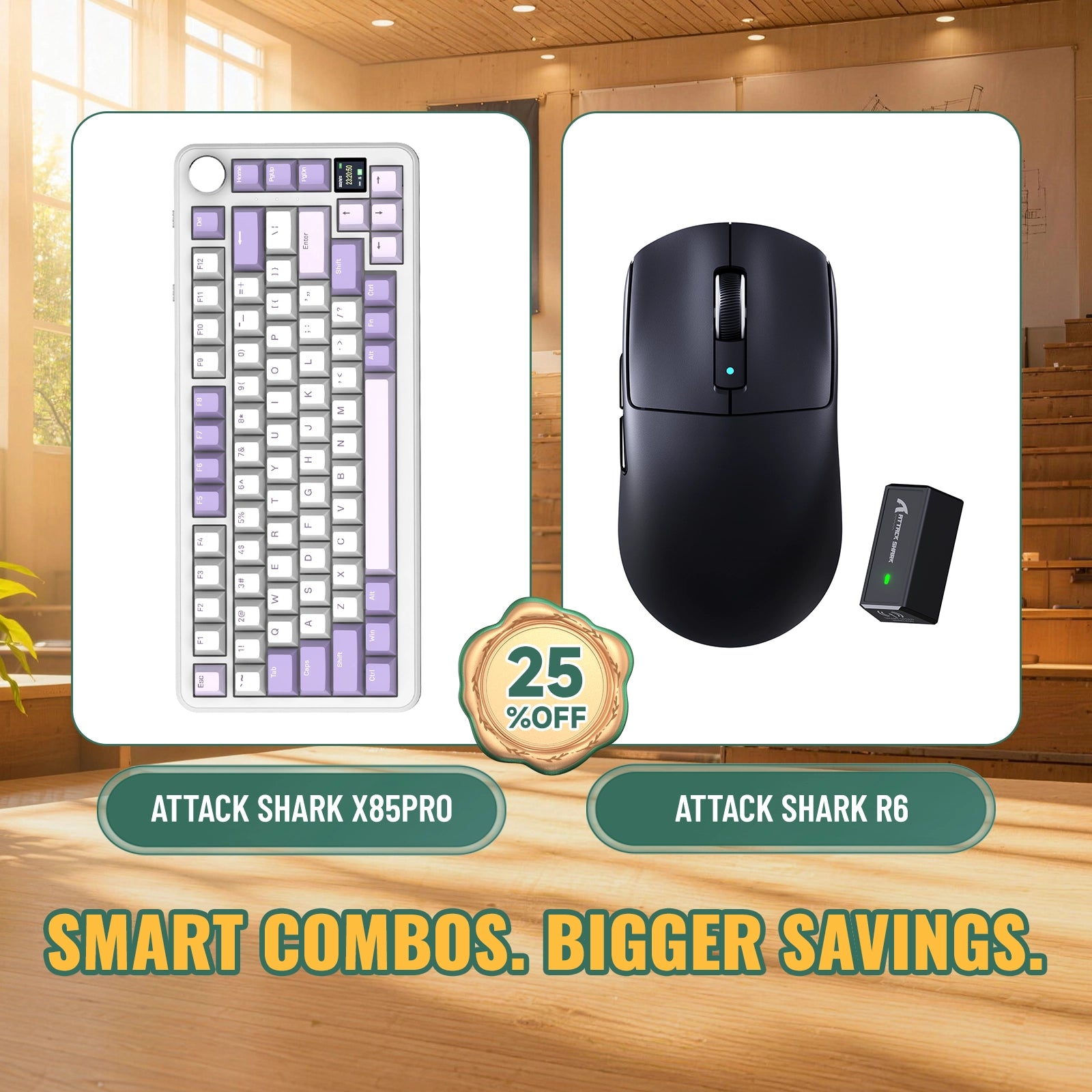 ATTACK SHARK X85PRO トライモードガスケットメカニカルキーボード + R6 ワイヤレスゲーミングマウス バンドル