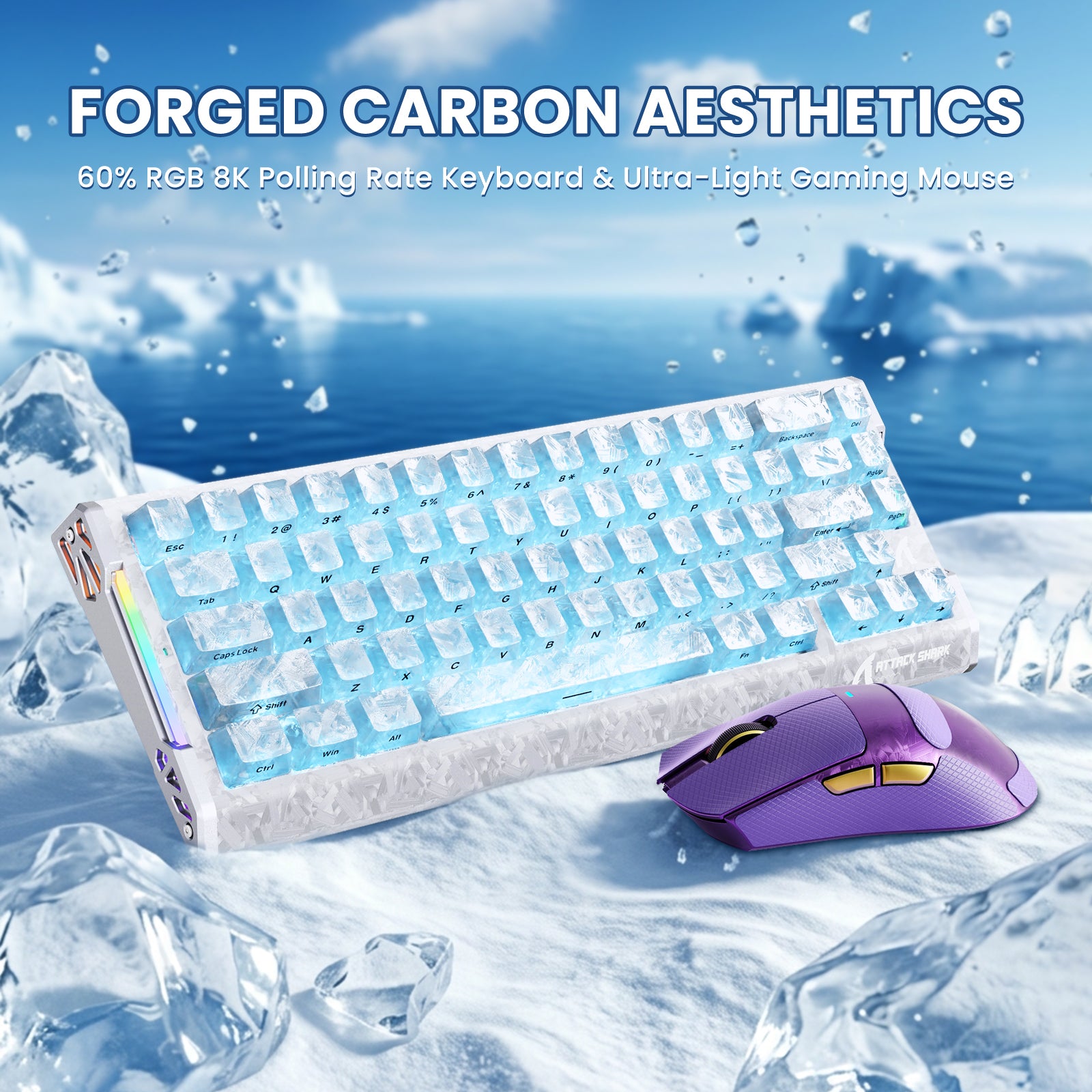 ATTACK SHARK R68 HE & X11 ULTRA カーボンファイバー ゲーミングバンドル C01 ULTRA コイルケーブル付き