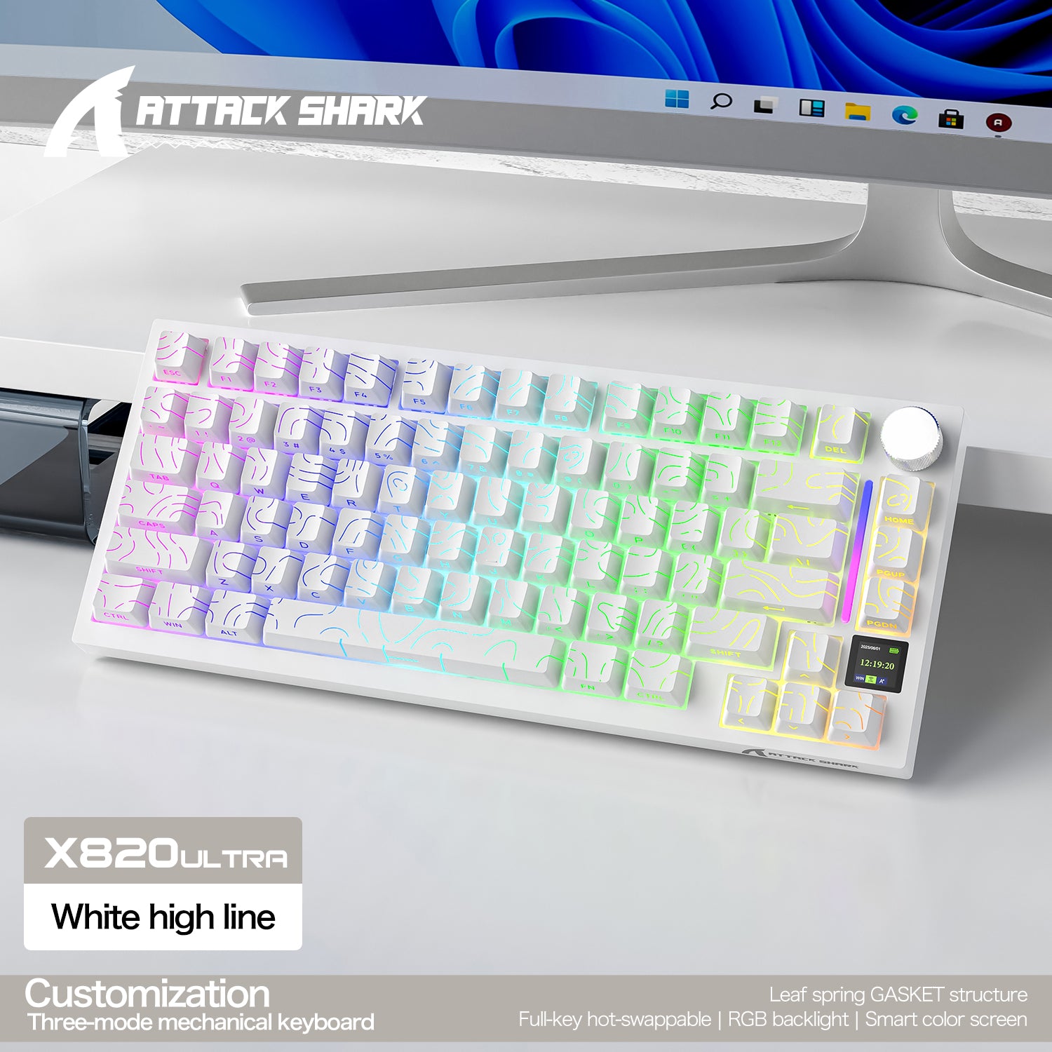 ATTACK SHARK X820ULTRA メカニカルキーボード(C01ULTRA コイルケーブル付き)