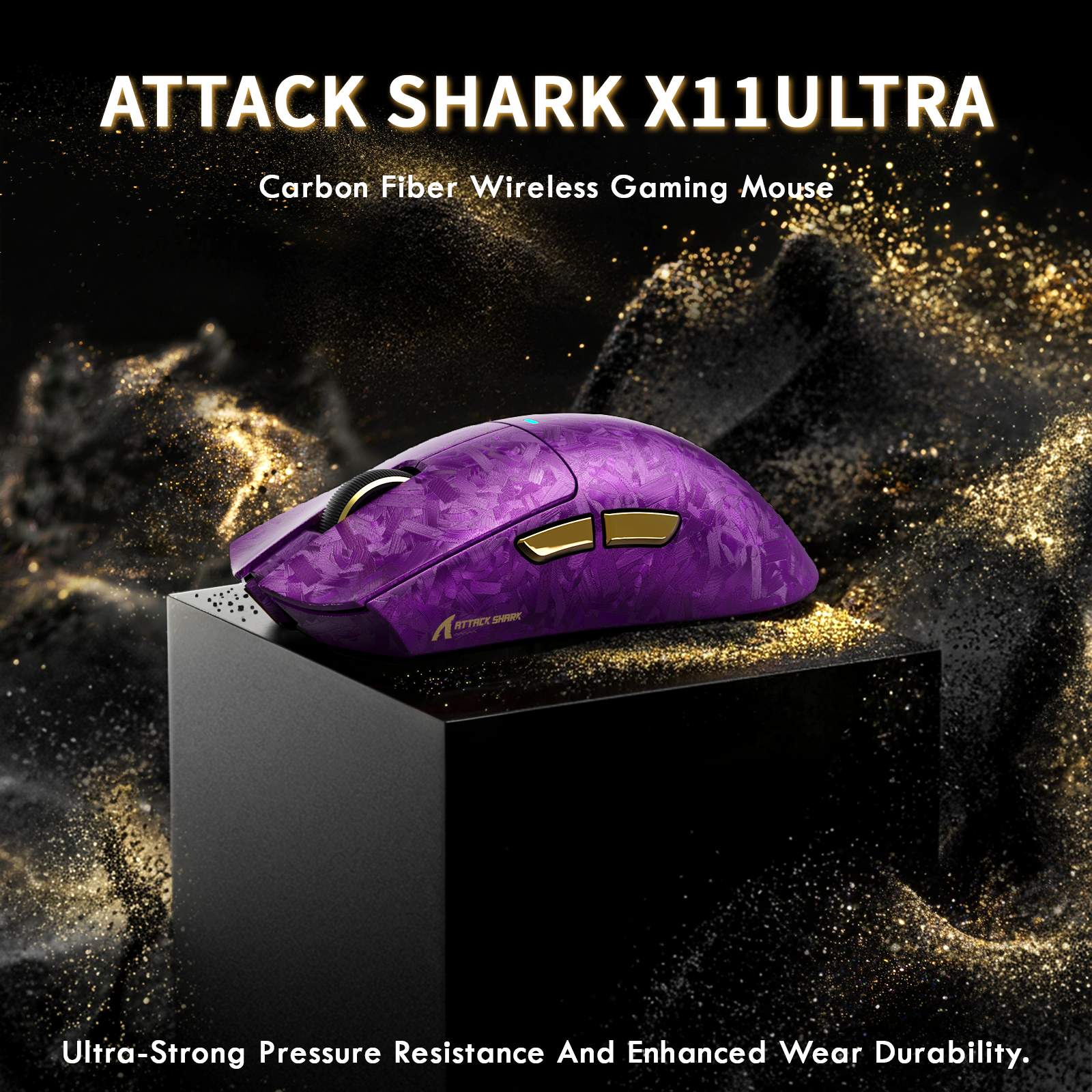 ATTACK SHARK X11 ULTRA カーボンファイバー ワイヤレス ゲーミングマウス C06 Ultra LED ケーブル付き