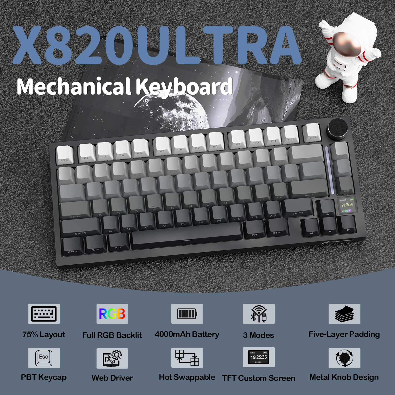 ATTACK SHARK X820Ultra トライモードガスケットメカニカルキーボード