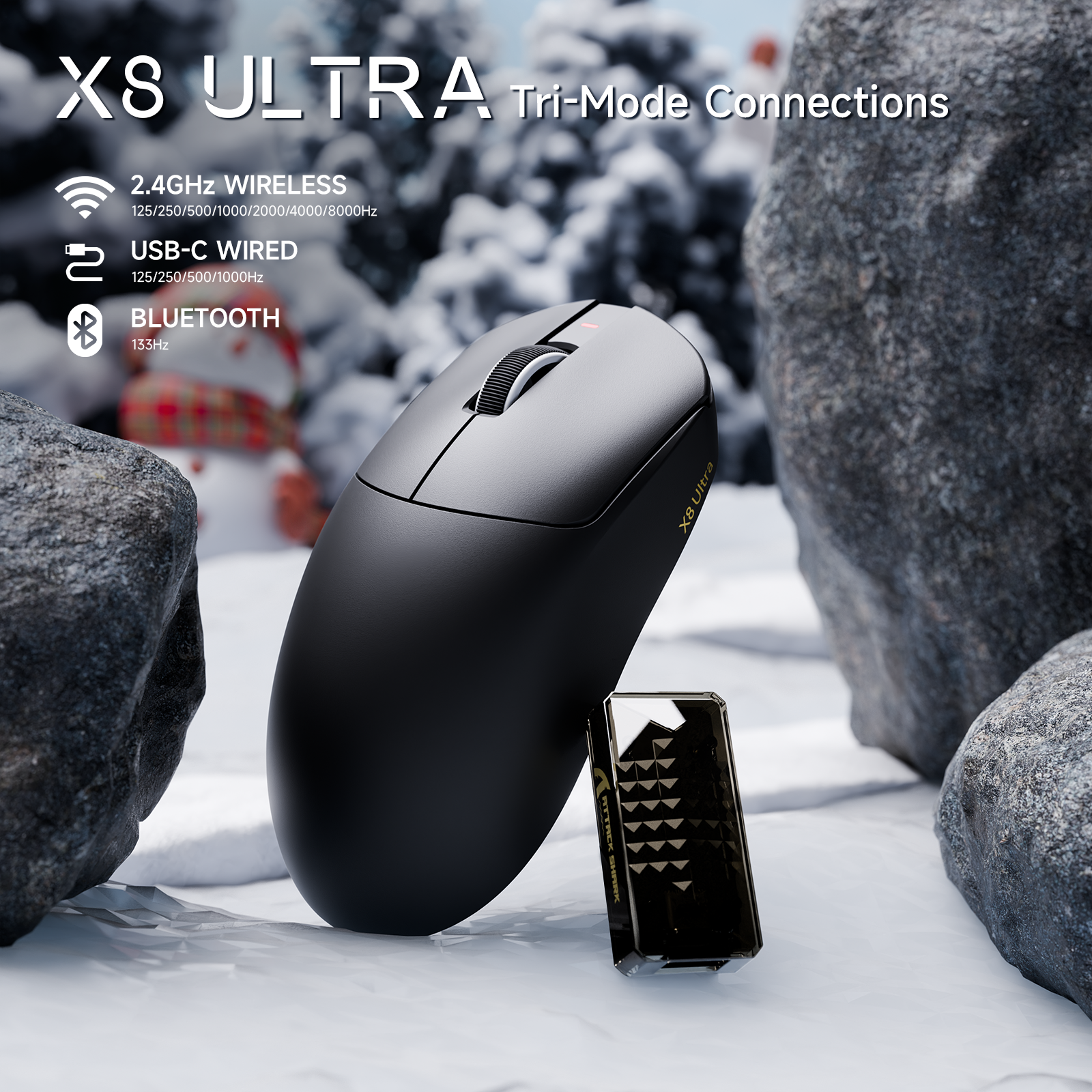 ATTACK SHARK X8 Ultra トライモードワイヤレスゲーミングマウス(C06 Ultraケーブル付き)