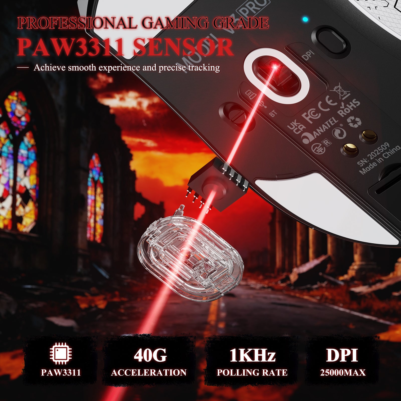 ATTACK SHARK V3PRO 超軽量トライモードゲーミングマウス(充電ドック付き)