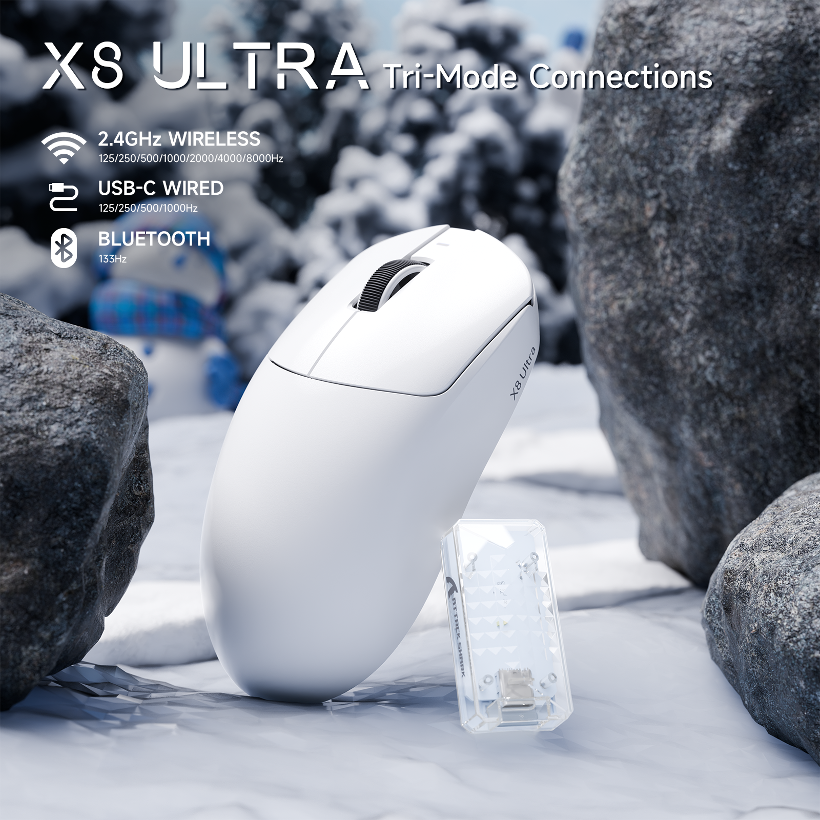 ATTACK SHARK X8 Ultra トライモードワイヤレスゲーミングマウス(C06 Ultraケーブル付き)