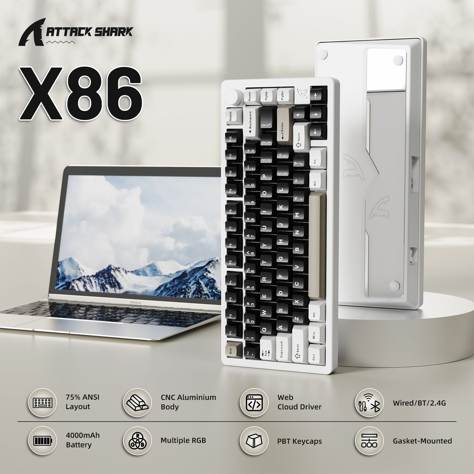 ATTACK SHARK X86 フル アルミニウム キーボード