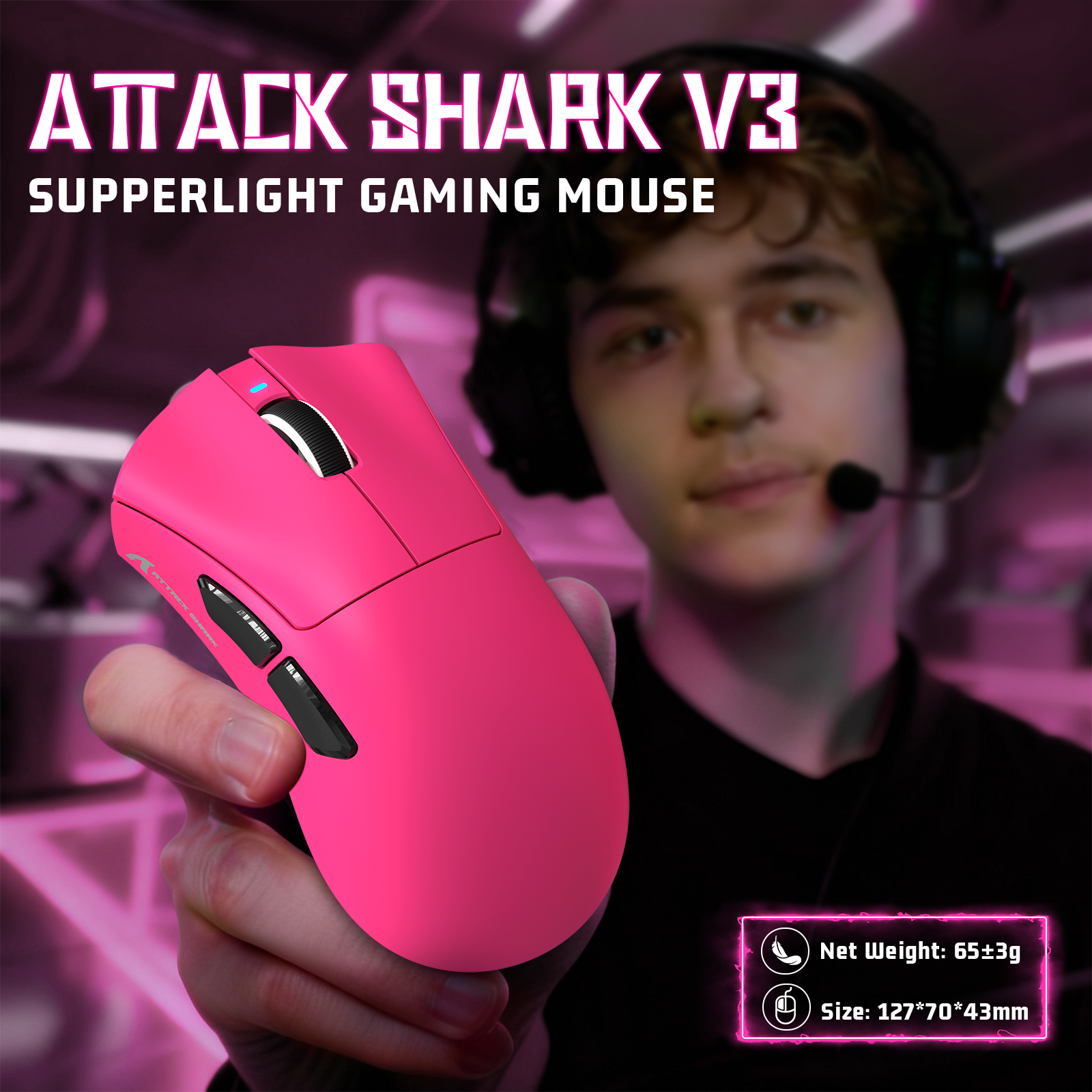 ATTACK SHARK V3 Ultra-Light Tri-Mode Gaming Mouse