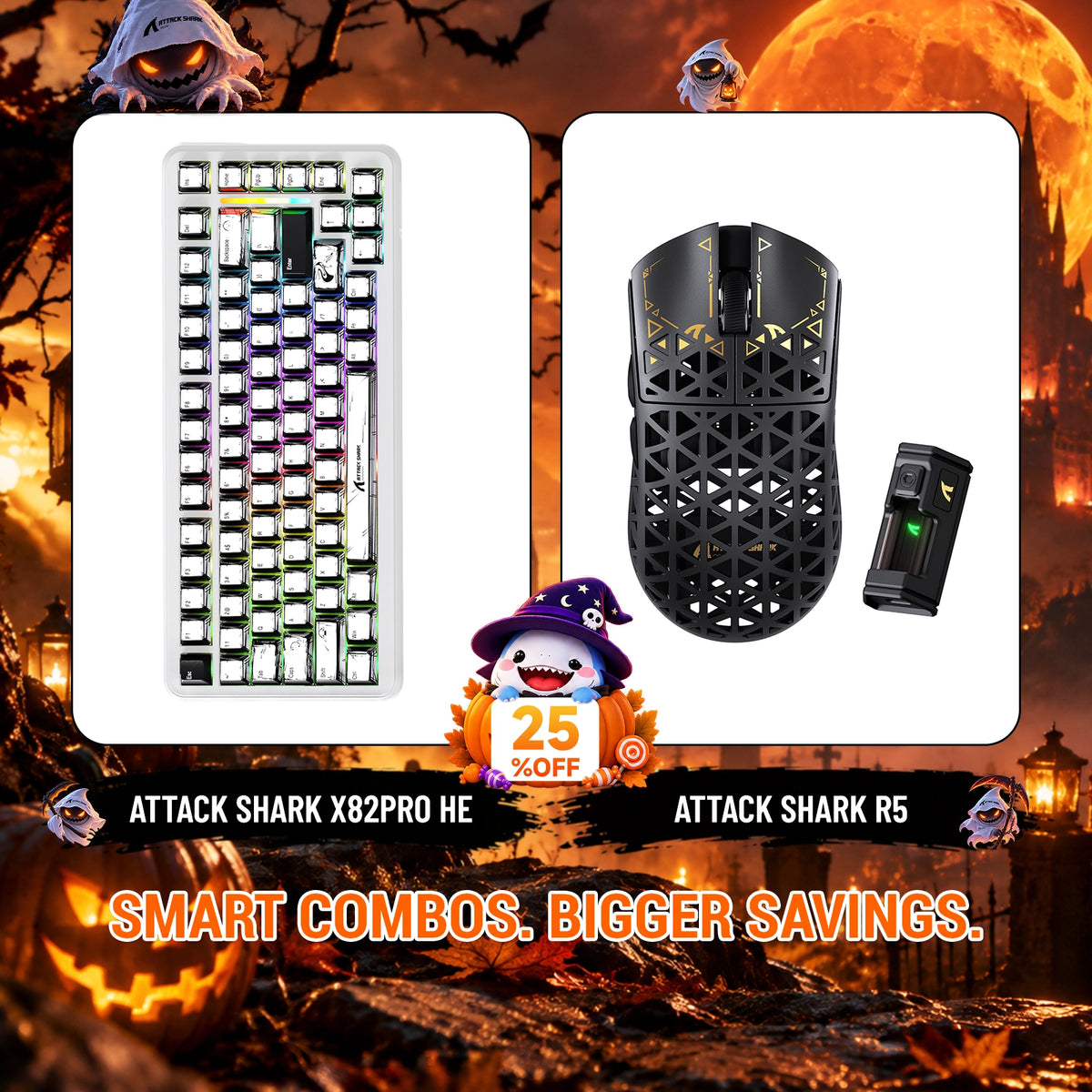 ATTACK SHARK X82 PRO HE ラピッドトリガーキーボード+R5 カーボンファイバー製ワイヤレスゲーミングマウスセット