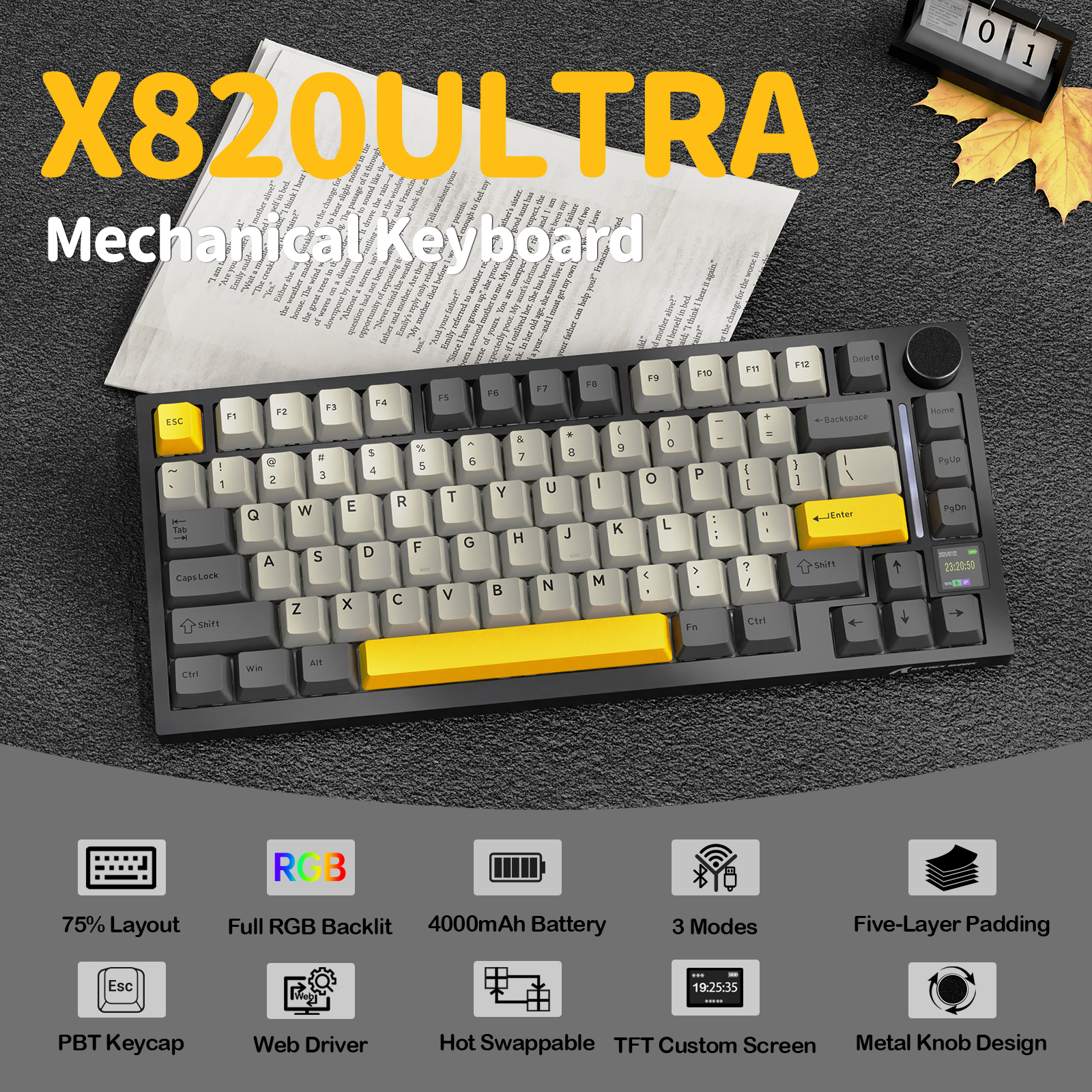 ATTACK SHARK X820Ultra トライモードガスケットメカニカルキーボード