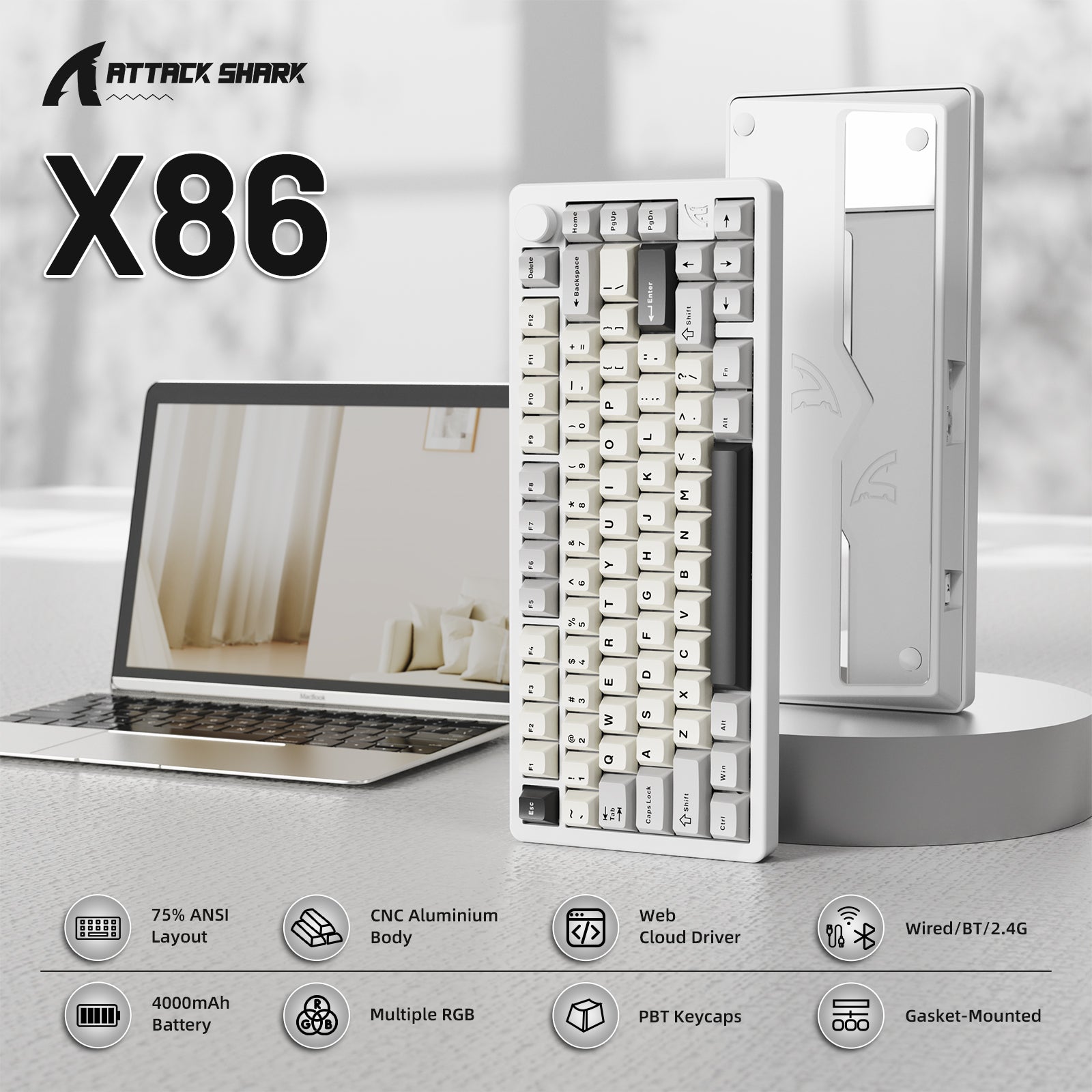 ATTACK SHARK X86 フル アルミニウム キーボード