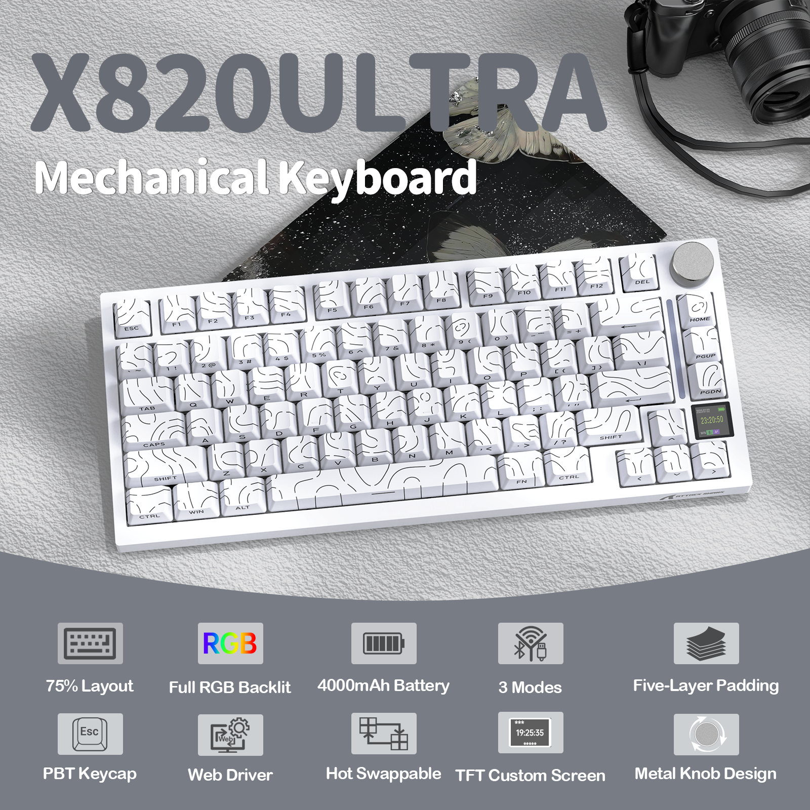 ATTACK SHARK X820Ultra トライモードガスケットメカニカルキーボード