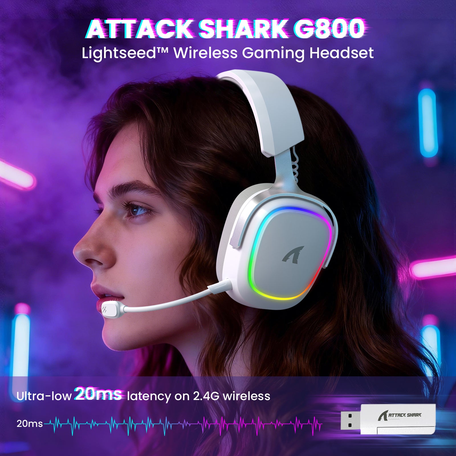 ATTACK SHARK G800 ワイヤレスゲーミングヘッドセット