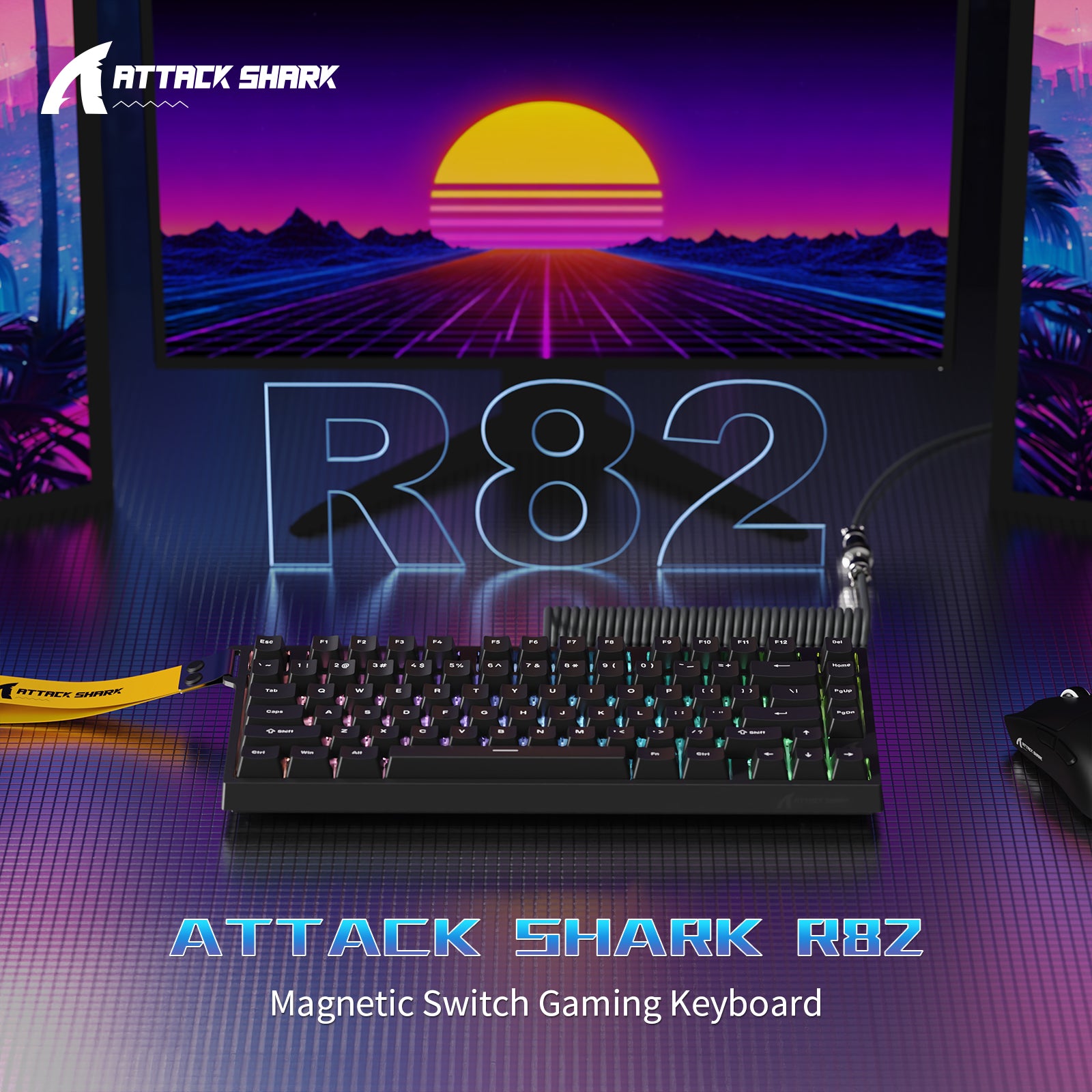 ATTACK SHARK R82 HE 有線75%ゲーミングキーボード C01ULTRA LEDケーブル付き