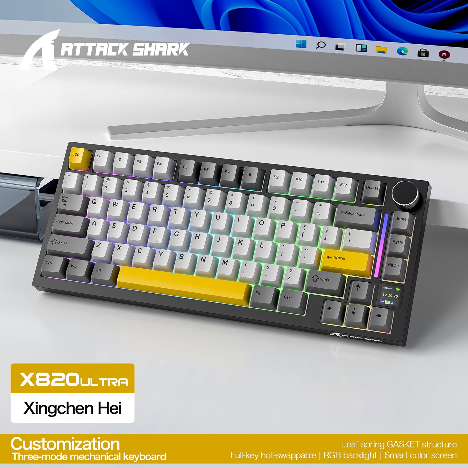ATTACK SHARK X820ULTRA メカニカルキーボード(C01ULTRA コイルケーブル付き)