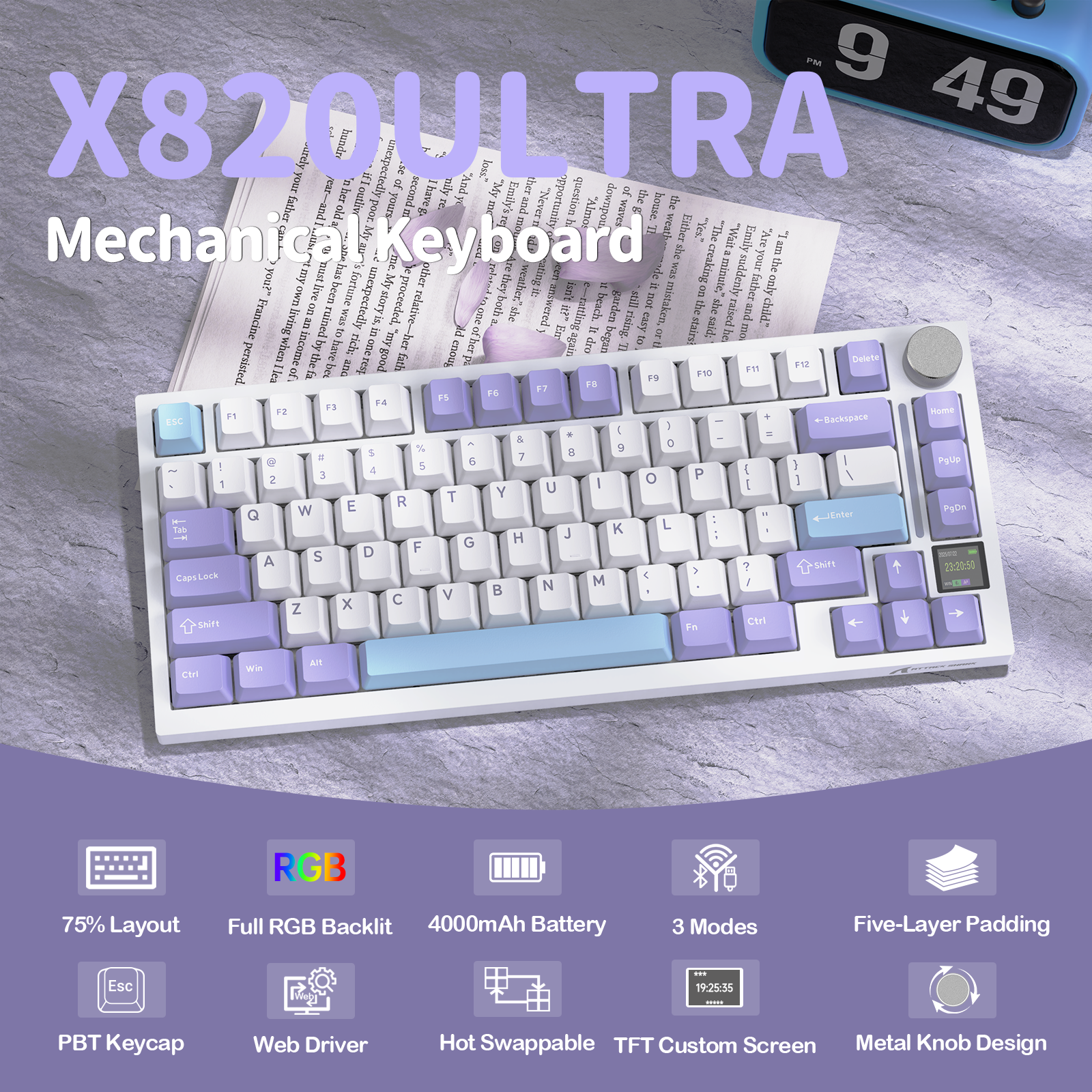 ATTACK SHARK X820Ultra トライモードガスケットメカニカルキーボード