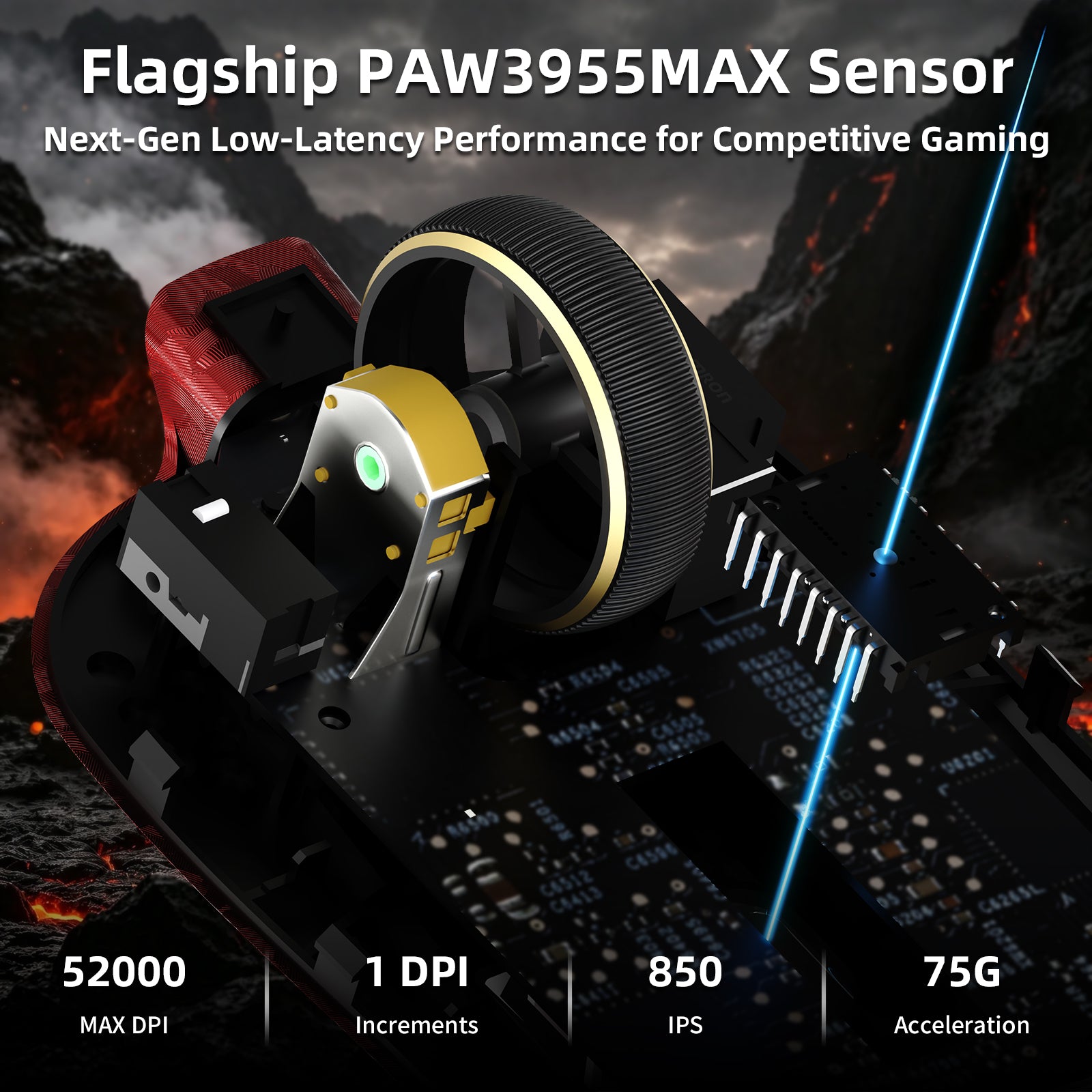 ATTACK SHARK RS3 ULTRA カーボンファイバー ワイヤレス PAW3955MAX ゲーミングマウス C06 Ultra LEDケーブル付き