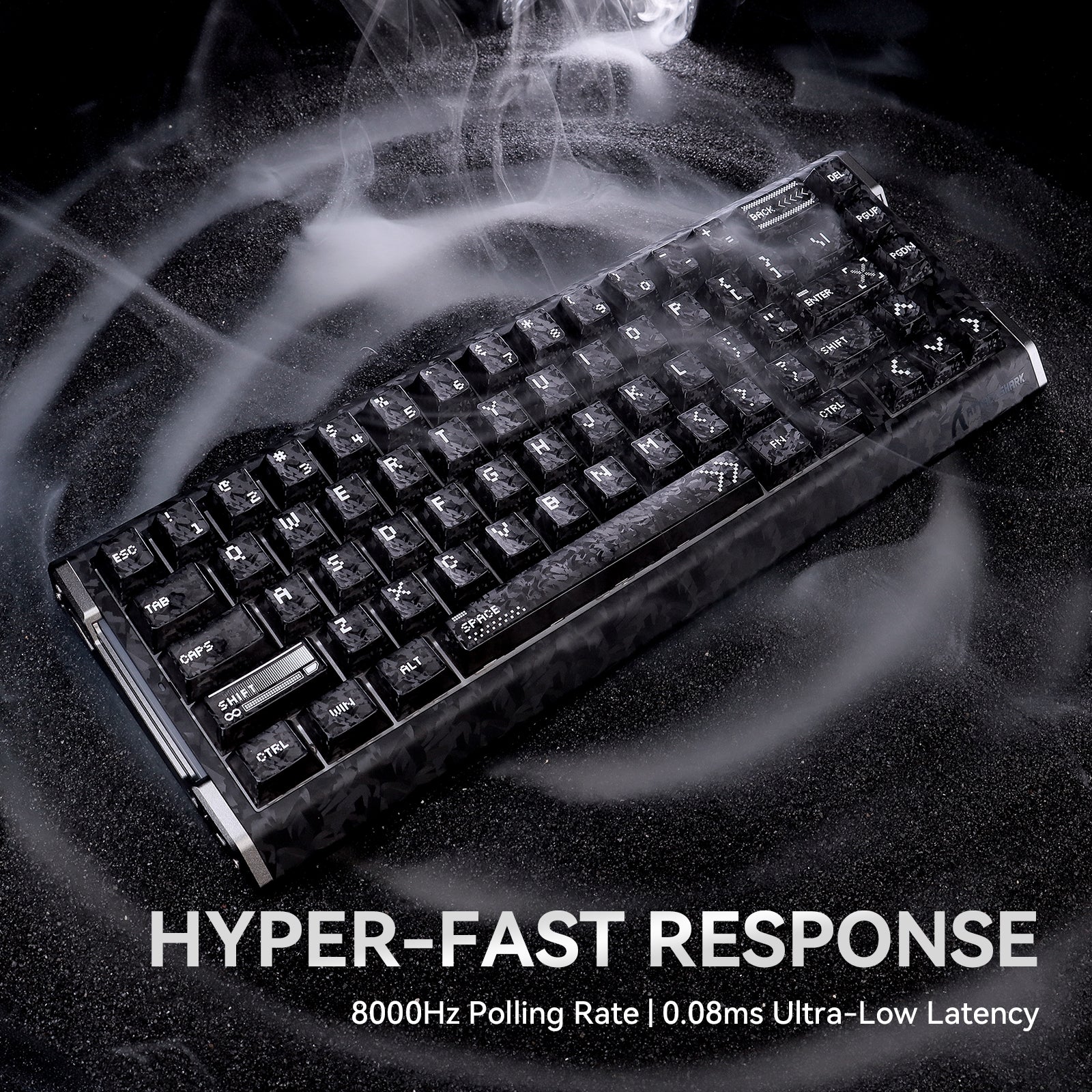 ATTACK SHARK R68 HE Carbon Fiber Wired Rapid Trigger Magnetic Switch Keyboard With C01 Ultra RGB Coiled Cable