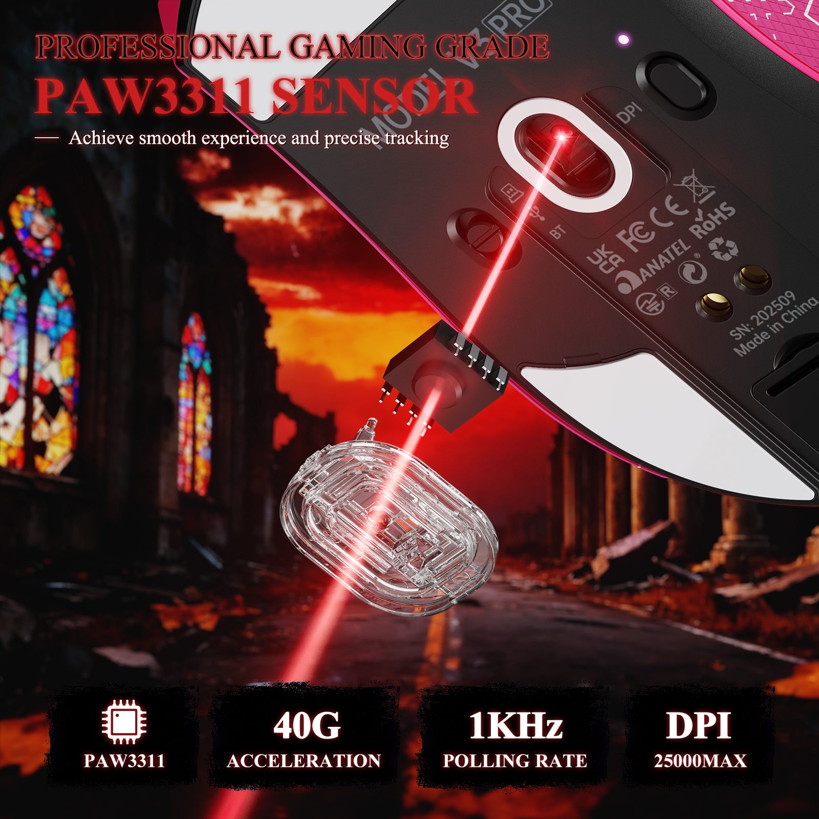 ATTACK SHARK V3PRO 超軽量トライモードゲーミングマウス(充電ドック付き)