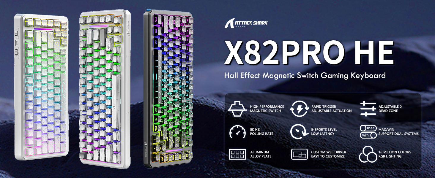 ATTACK SHARK X82PRO HE マグネティックキーボード(C01Ultra RGBコイルケーブル付属)
