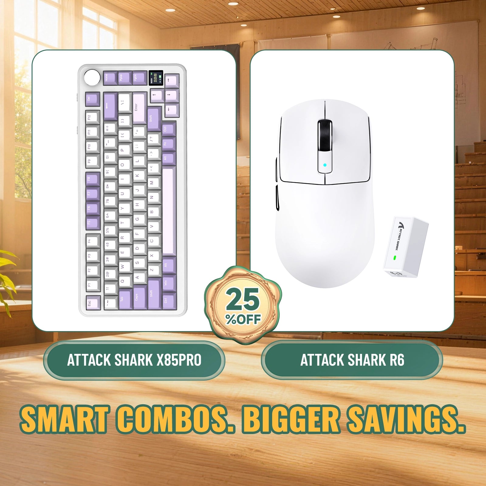 ATTACK SHARK X85PRO トライモードガスケットメカニカルキーボード + R6 ワイヤレスゲーミングマウス バンドル