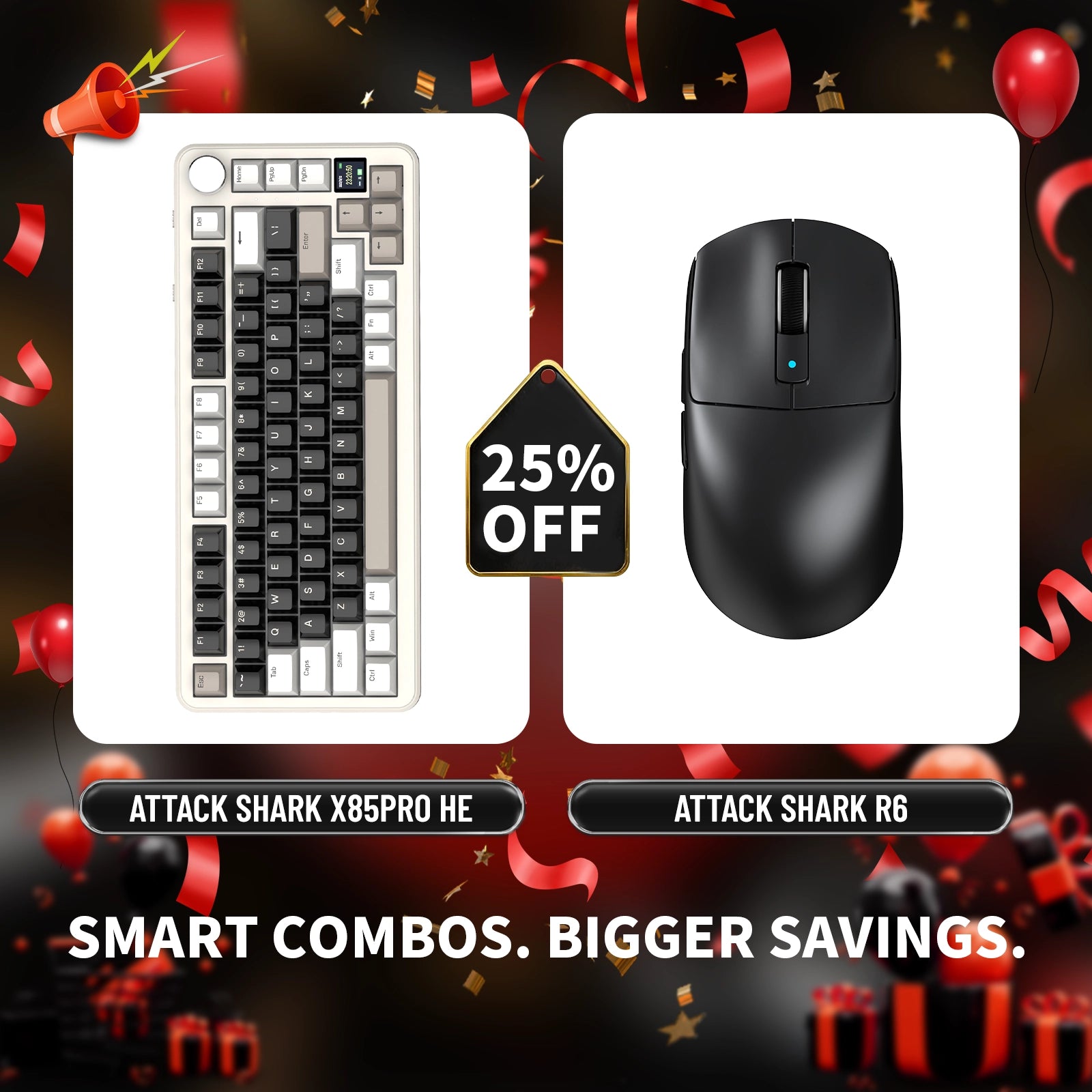 ATTACK SHARK X85PRO トライモードガスケットメカニカルキーボード + R6ワイヤレスゲーミングマウスバンドル