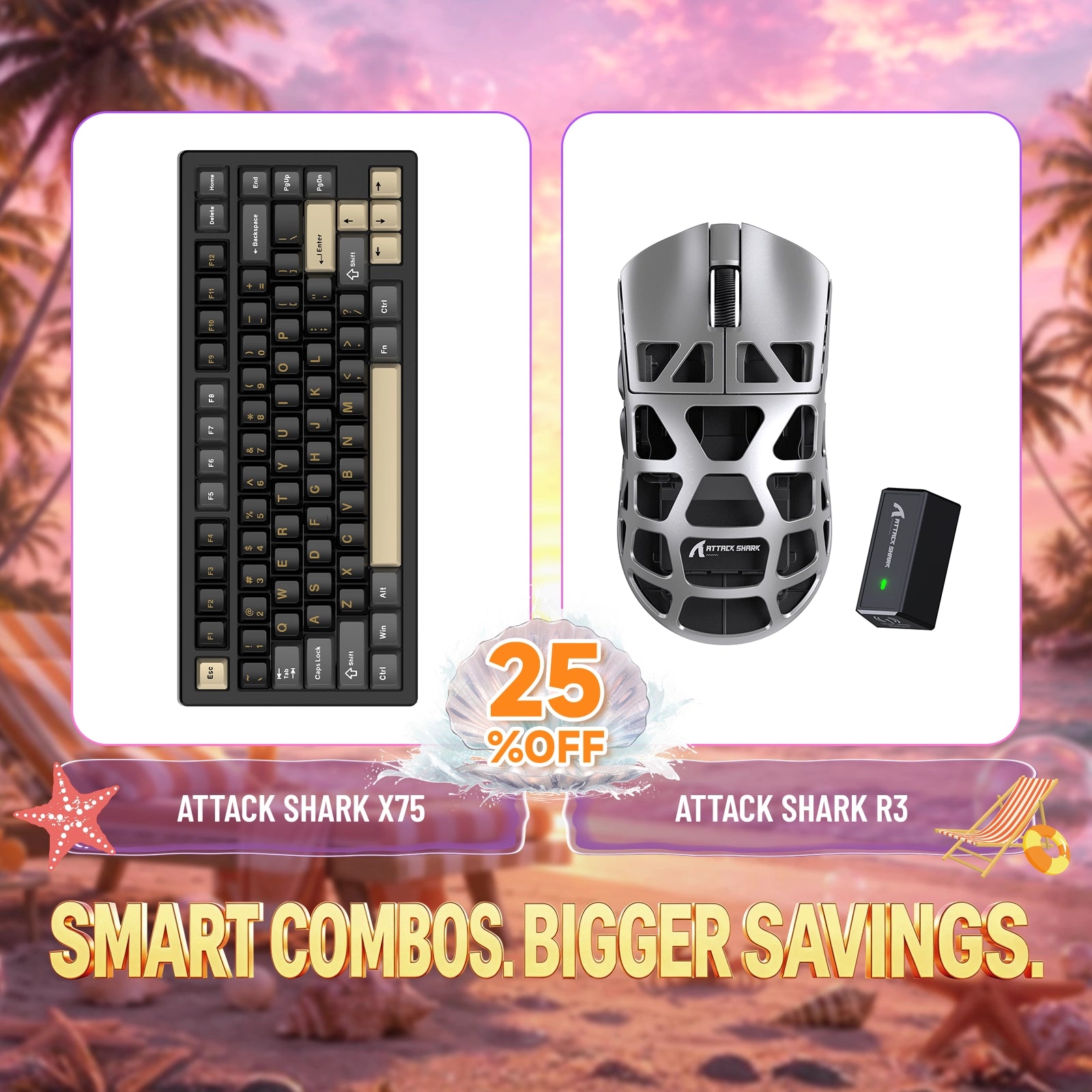 ATTACK SHARK X75 フルアルミニウムキーボード + R3 マグネシウム合金ゲーミングマウス バンドル