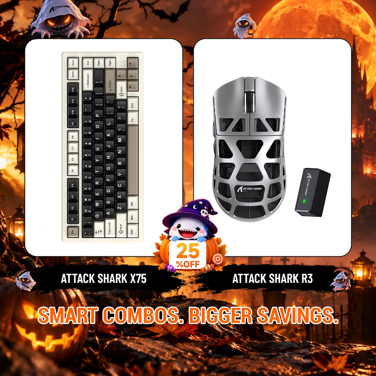 ATTACK SHARK X75 フルアルミニウムキーボード + R3 マグネシウム合金ゲーミングマウス バンドル