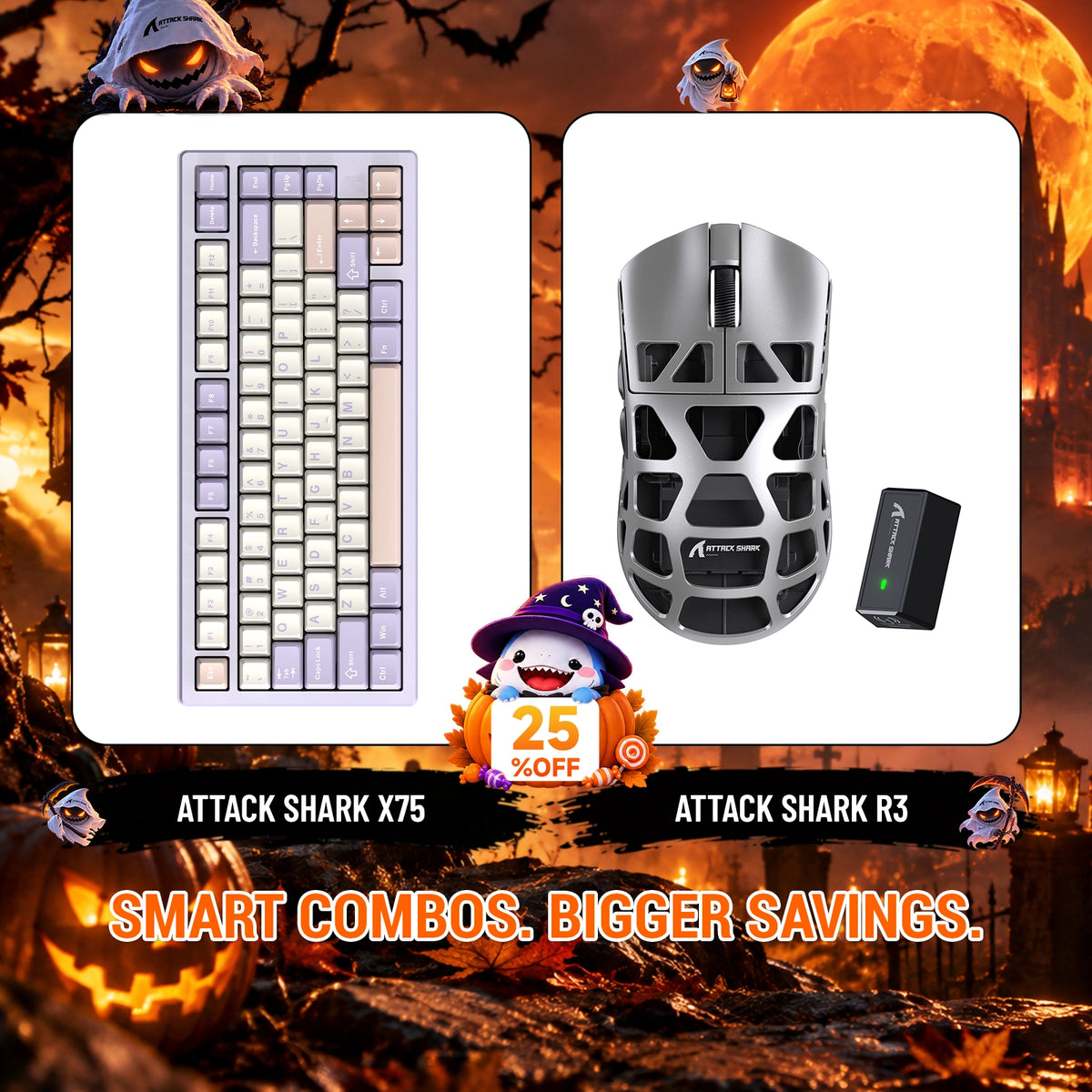 ATTACK SHARK X75 フルアルミニウムキーボード + R3 マグネシウム合金ゲーミングマウス バンドル