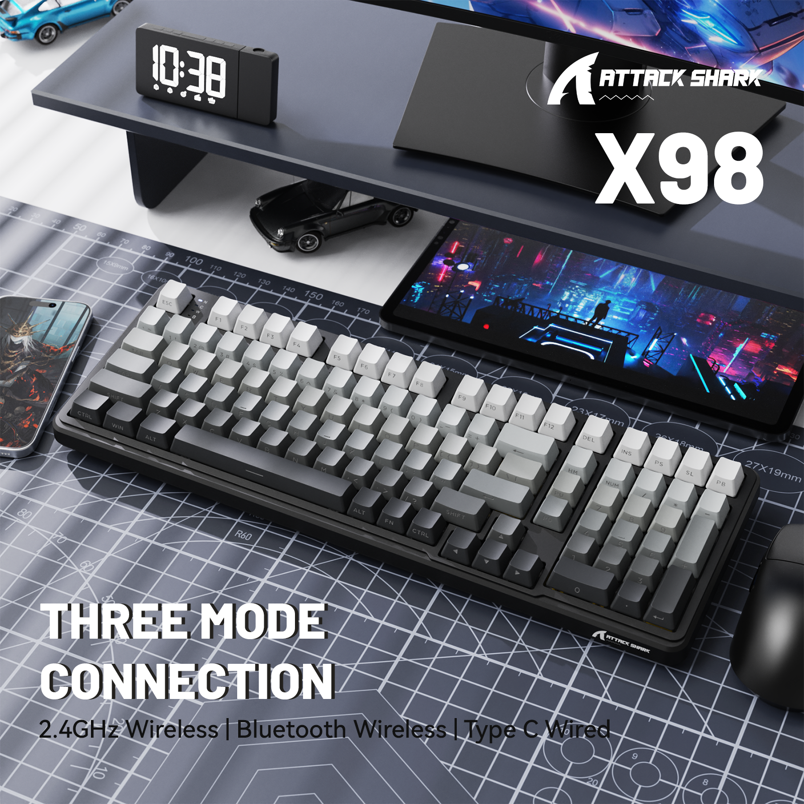 ATTACK SHARK X98 フルサイズ ワイヤレス メカニカルキーボード