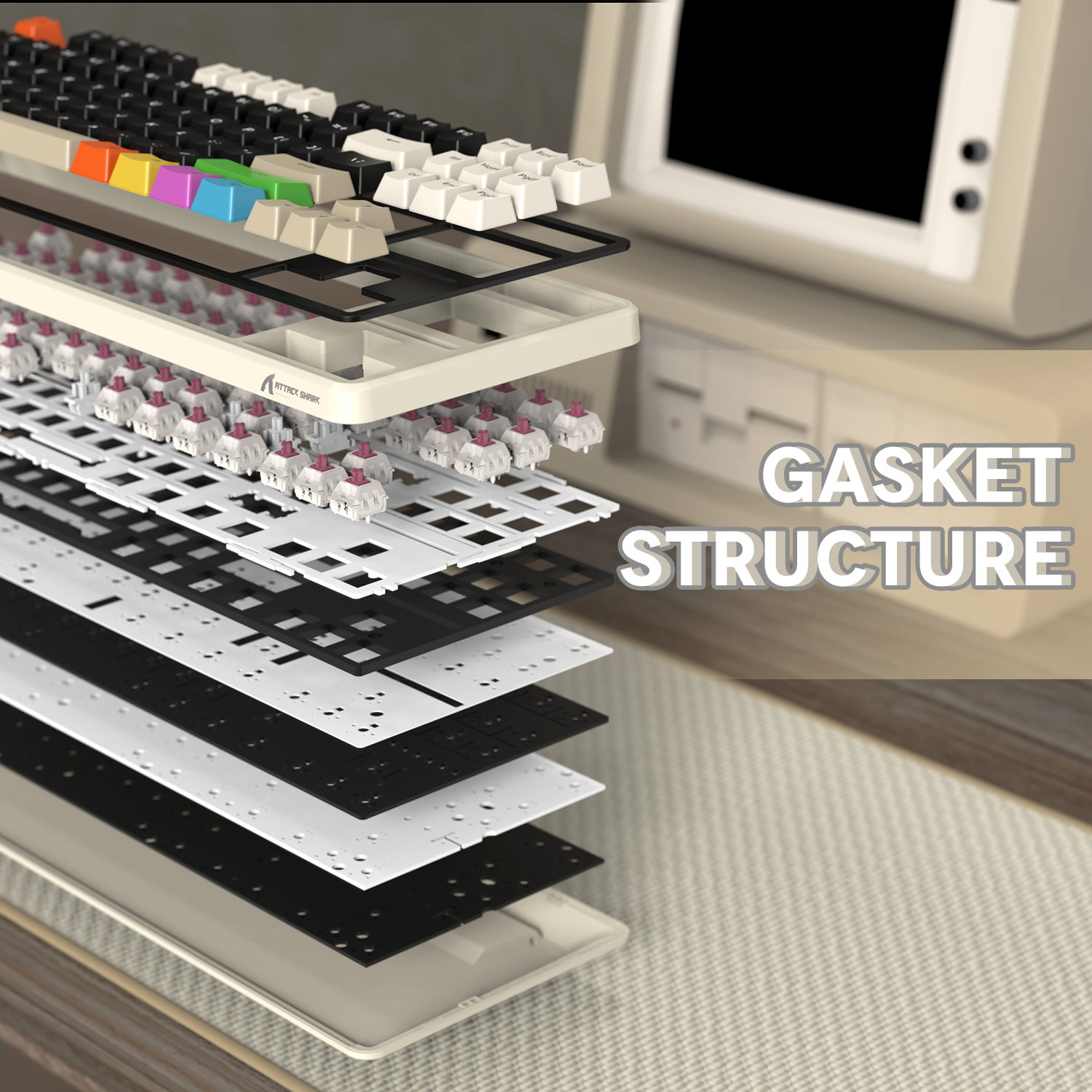 ATTACK SHARK X87 3モード ガスケット メカニカル キーボード
