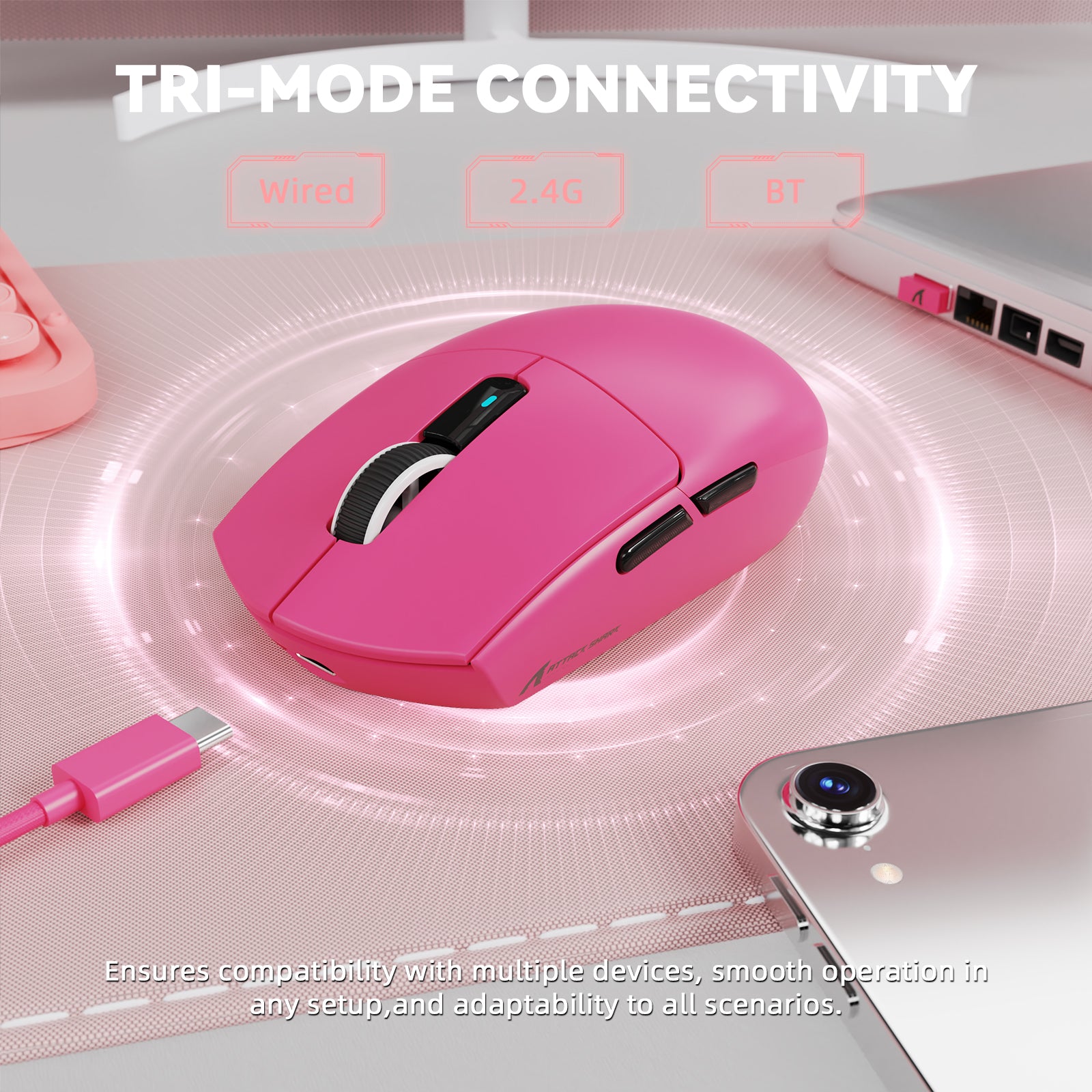 ATTACK SHARK G3PRO トライモードワイヤレスゲーミングマウス 充電ドック付き 25000 DPI 超軽量