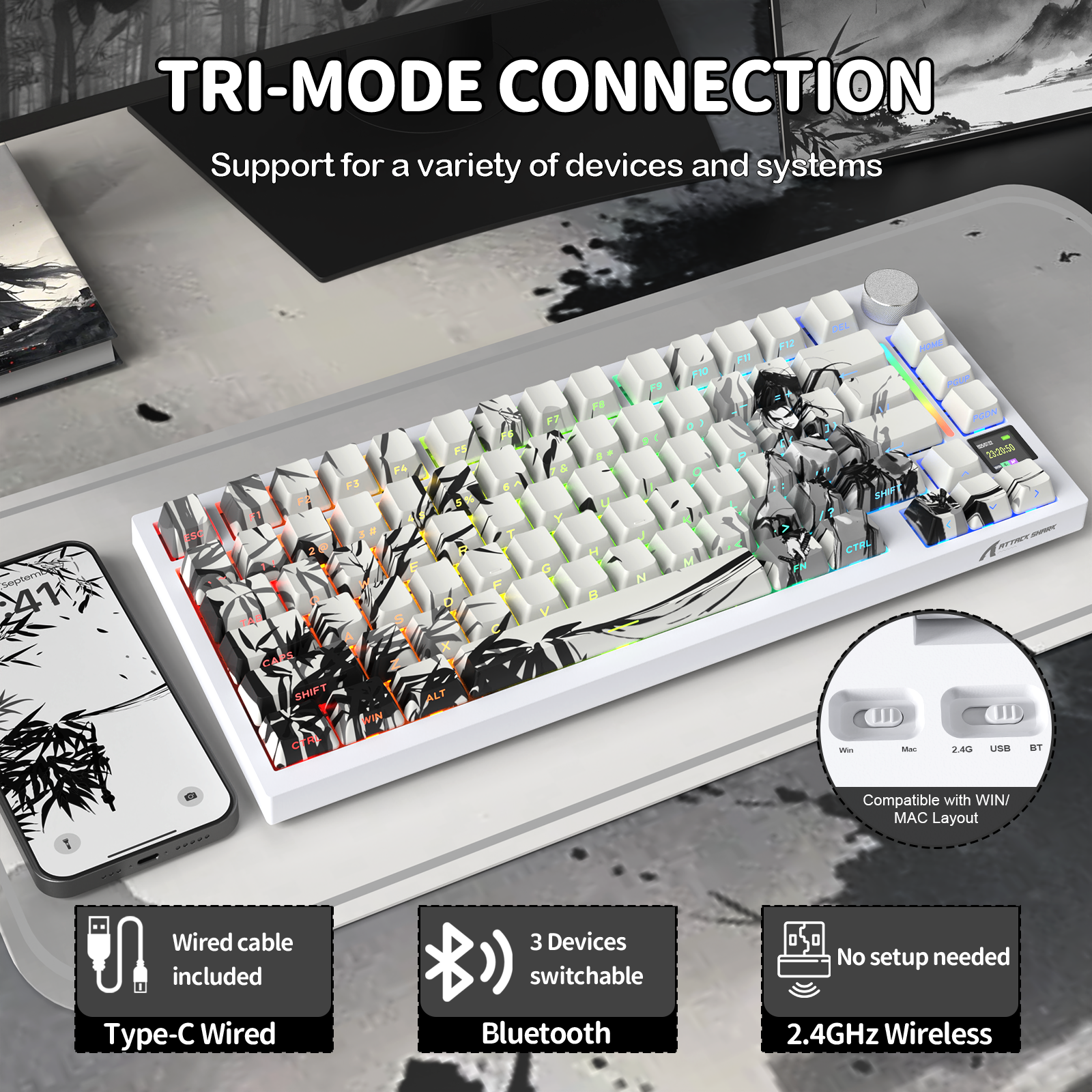 ATTACK SHARK X820Ultra トライモードガスケットメカニカルキーボード