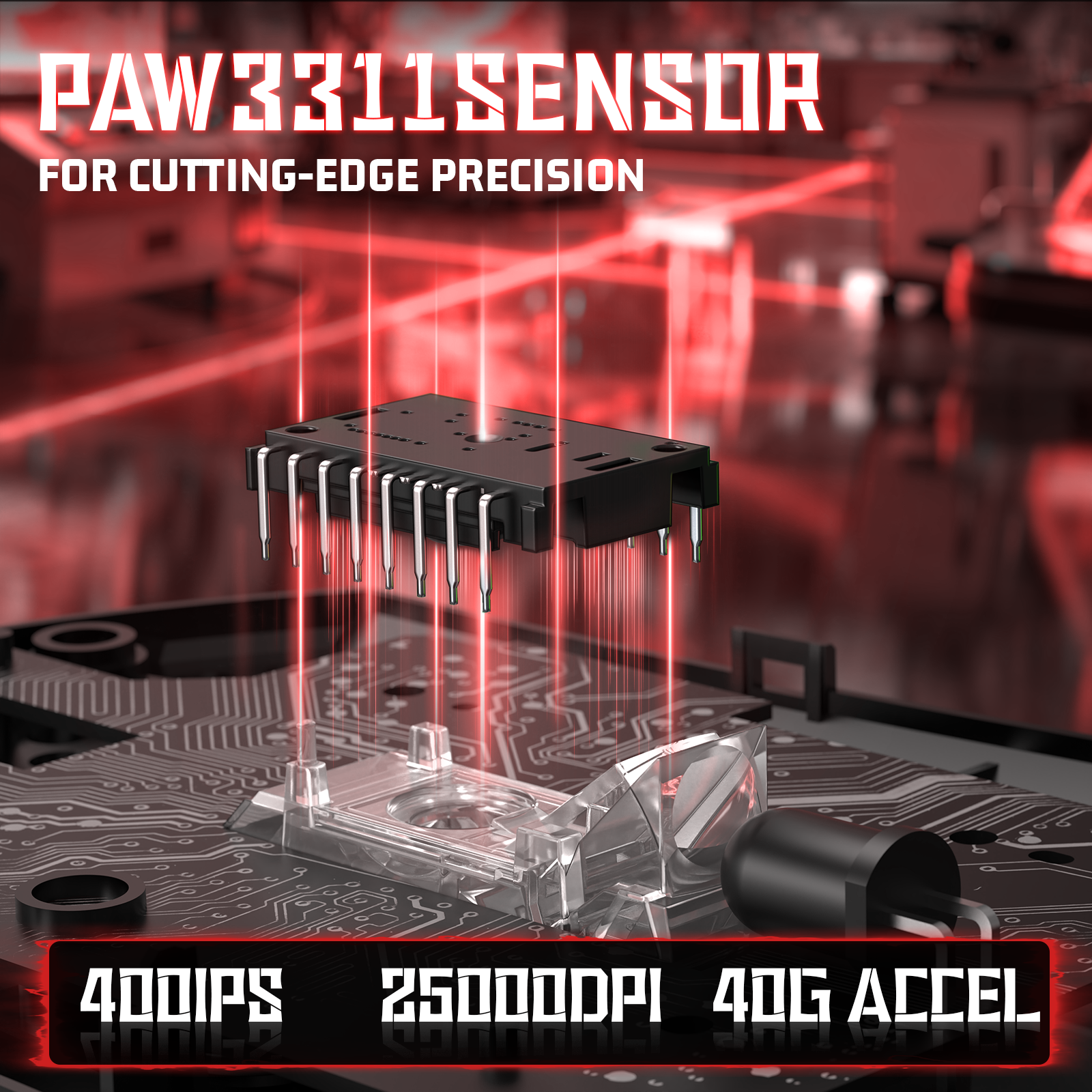 ATTACK SHARK V3 gaming mouse PAW3311 sensor: 400 IPS, 25000 DPI, 40G acceleration